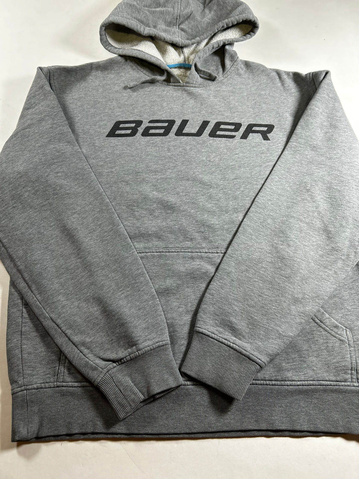 Bauer Hockey Spell Out Logo Hoodie Sweatshirt As Is Medium 22.5x26.5 Inches