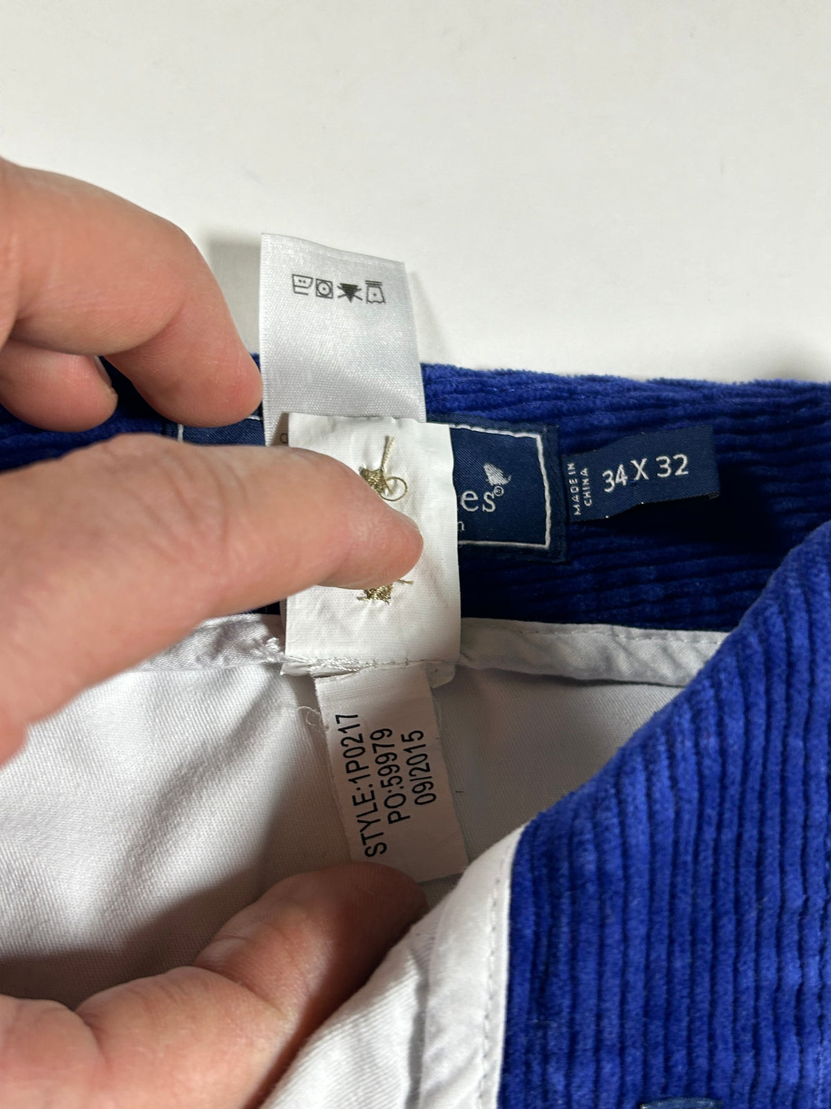 Vineyard Vines Corduroy Slim Stretch Breaker Pants 34x32 Royal Blue Preppy 2015 About 18x42 Inches