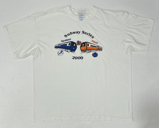 Vintage 2000 Subway Series Yankees Vs. Mets Art Tee Tagged Size 2XL 25.25x29 Inches