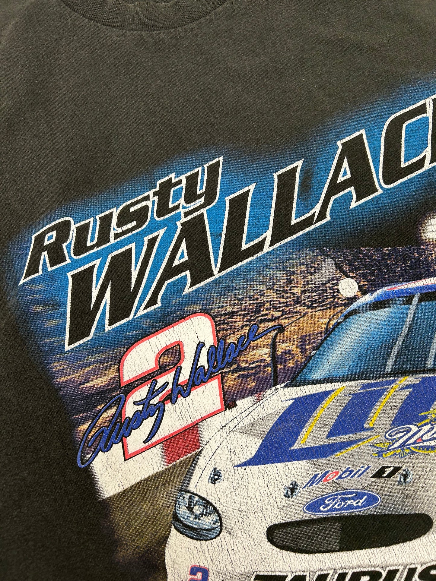Vintage NASCAR Rusty Wallace #2 Miller Lite Night Train T-Shirt Chase Nutmeg XL 24.5x29.5 Inches