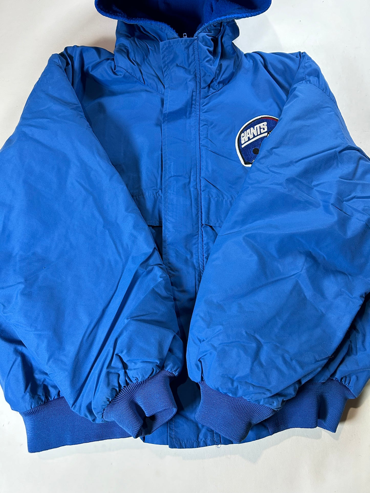 Vintage Chalk-Line New York Giants NFL Chest Logo Zip Puffer Jacket 27.5x27.25 Inches Large Fit