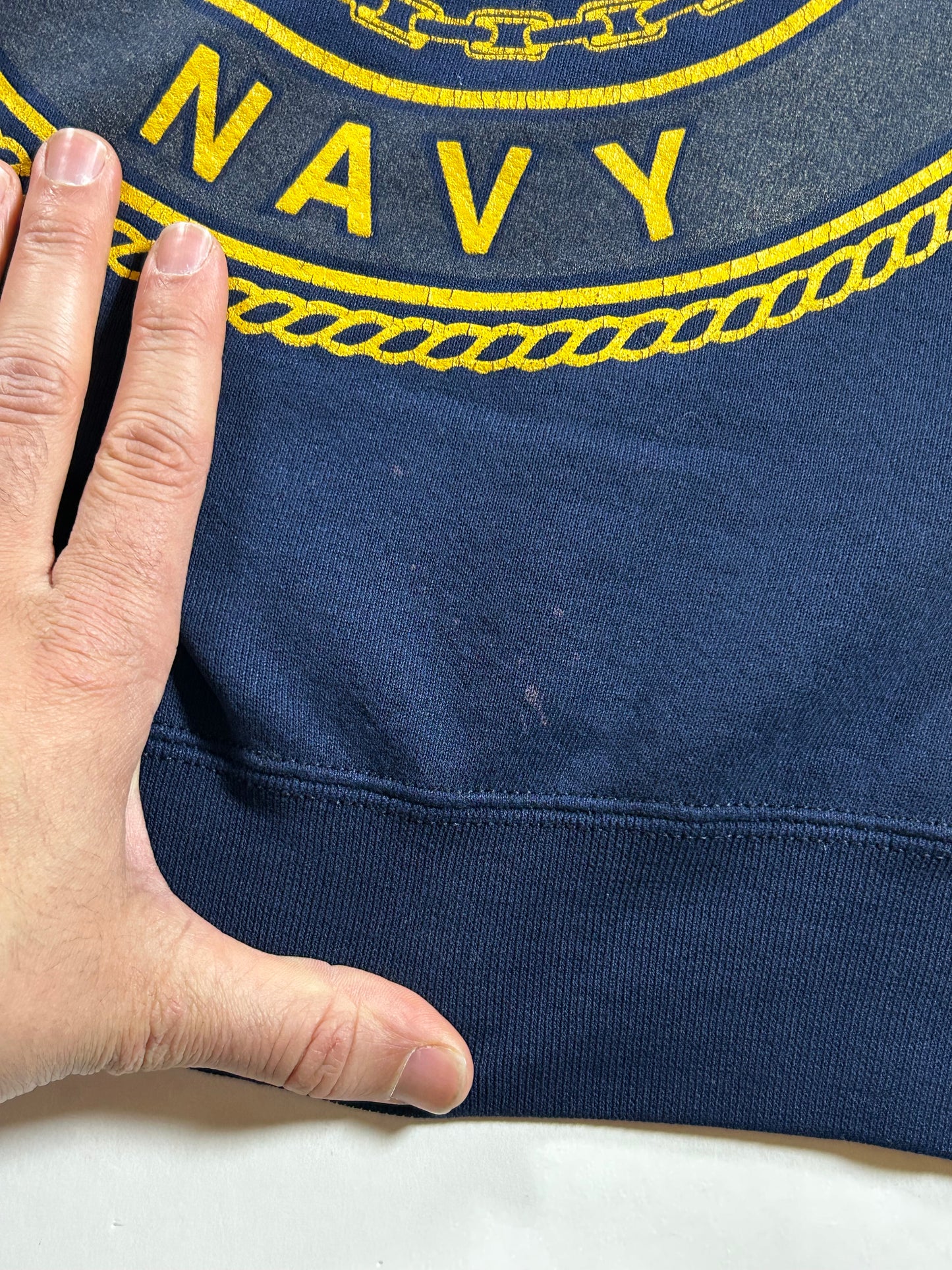 Vintage 90s United States Navy 3M Logo M.J. Soffe Sweatshirt Crewneck Small 19.75x24.5 Inches Navy