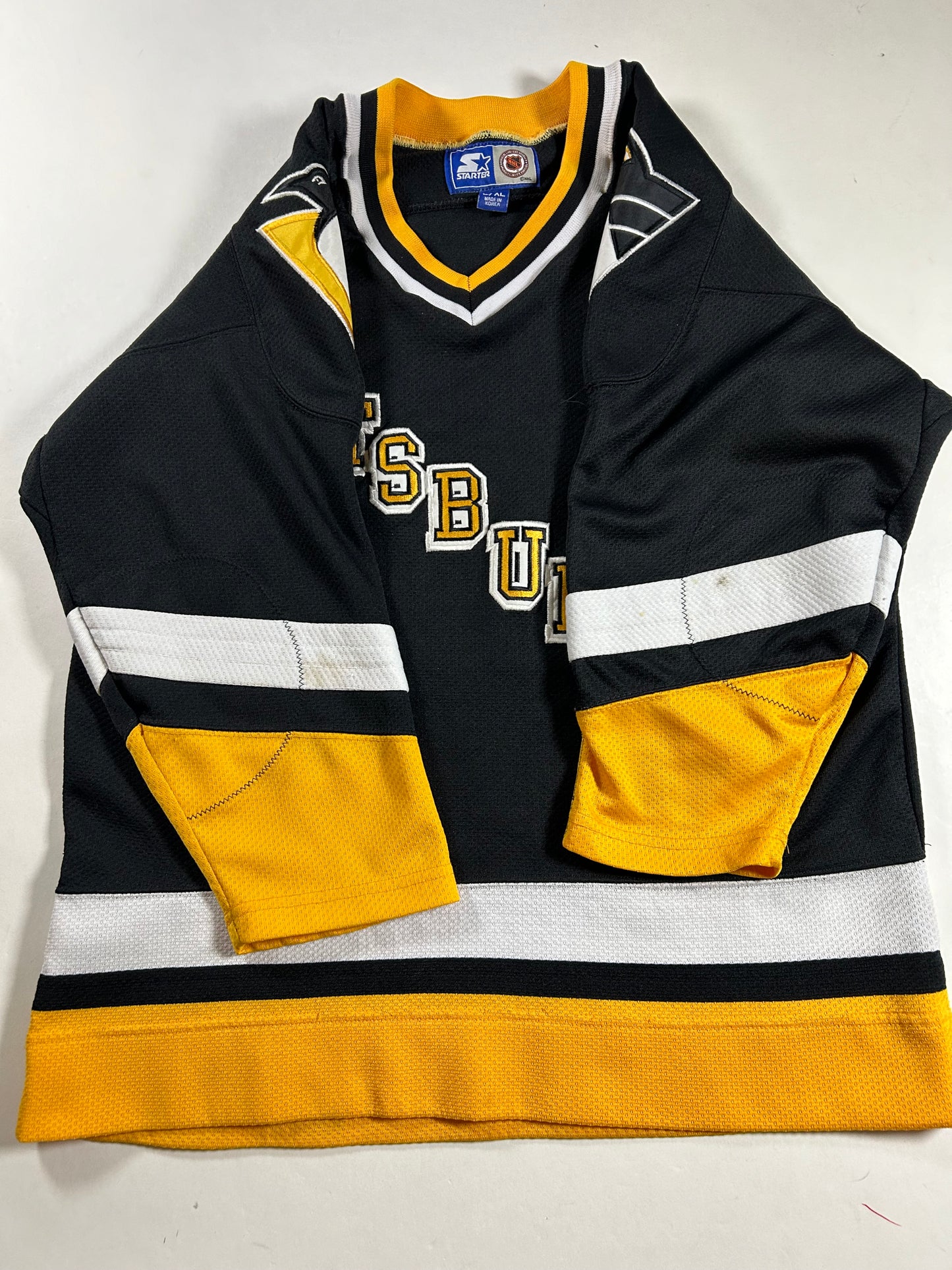 Vintage 90s Pittsburgh Penguins Starter Blank Hockey Jersey Youth L/XL 23.25x27 Inches