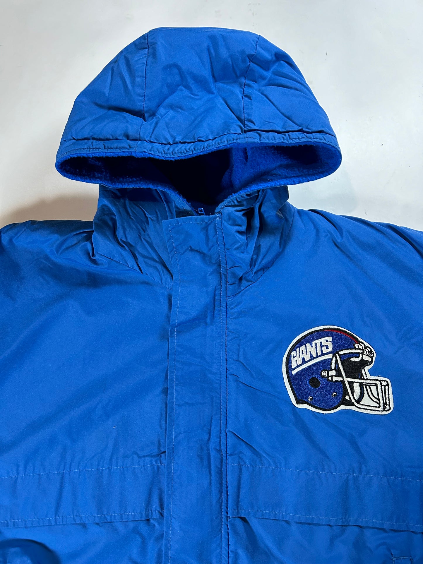 Vintage Chalk-Line New York Giants NFL Chest Logo Zip Puffer Jacket 27.5x27.25 Inches Large Fit