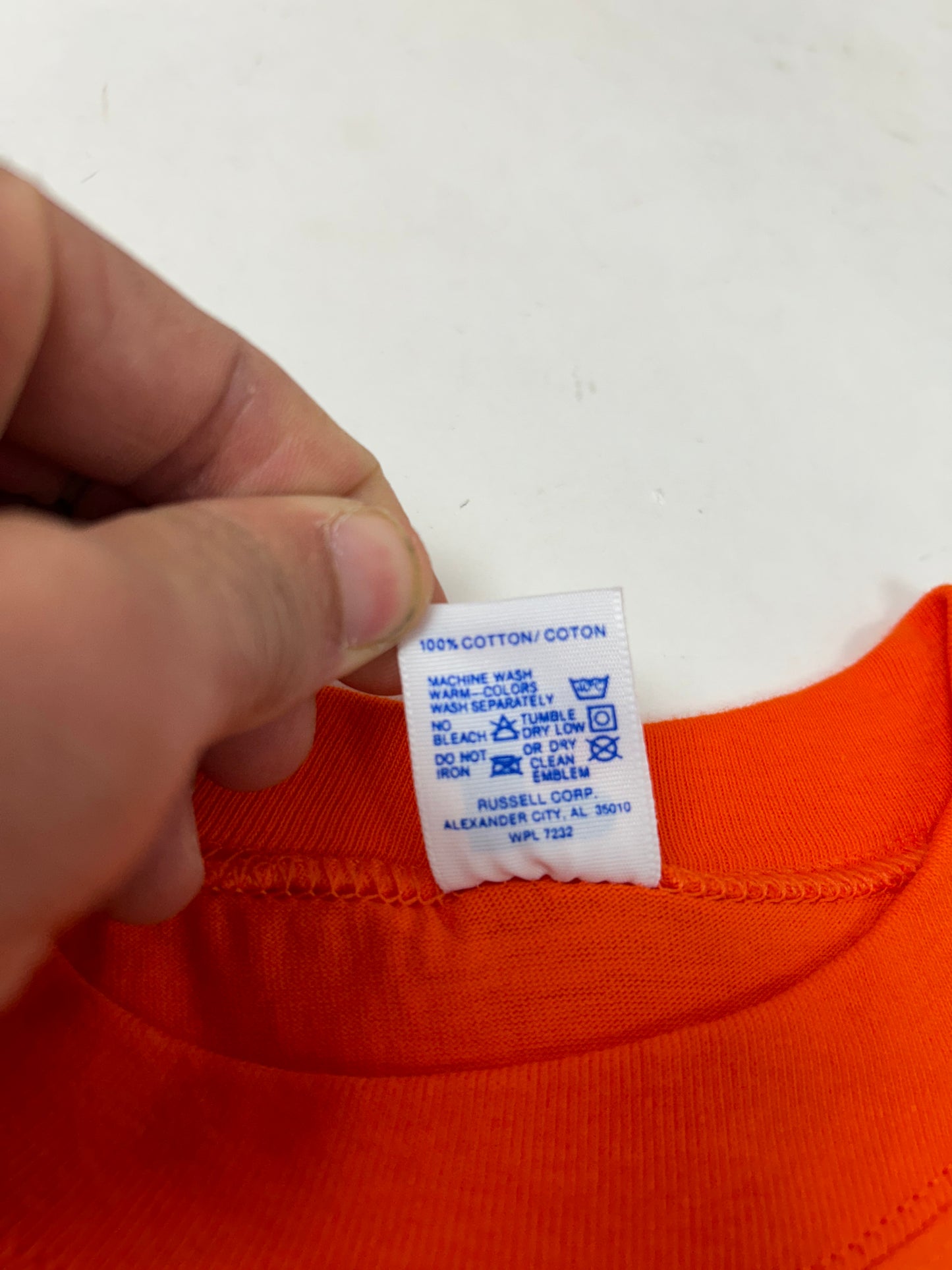 Edgewood NJ first edition “Deeper Than The Roots.” Tee XL 23.25x32.25 Inches 90s Russell Athletic USA Made 100% Cotton In Orange