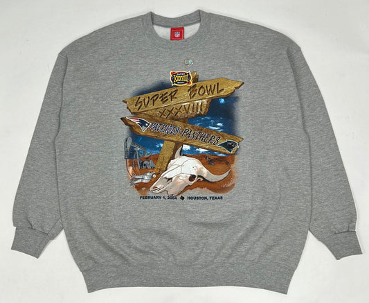 Vintage NFL Super Bowl XXXVIII 2004 Houston Texas Patriots Vs. Panthers Tee 2XL 29.5x32.25 Inches