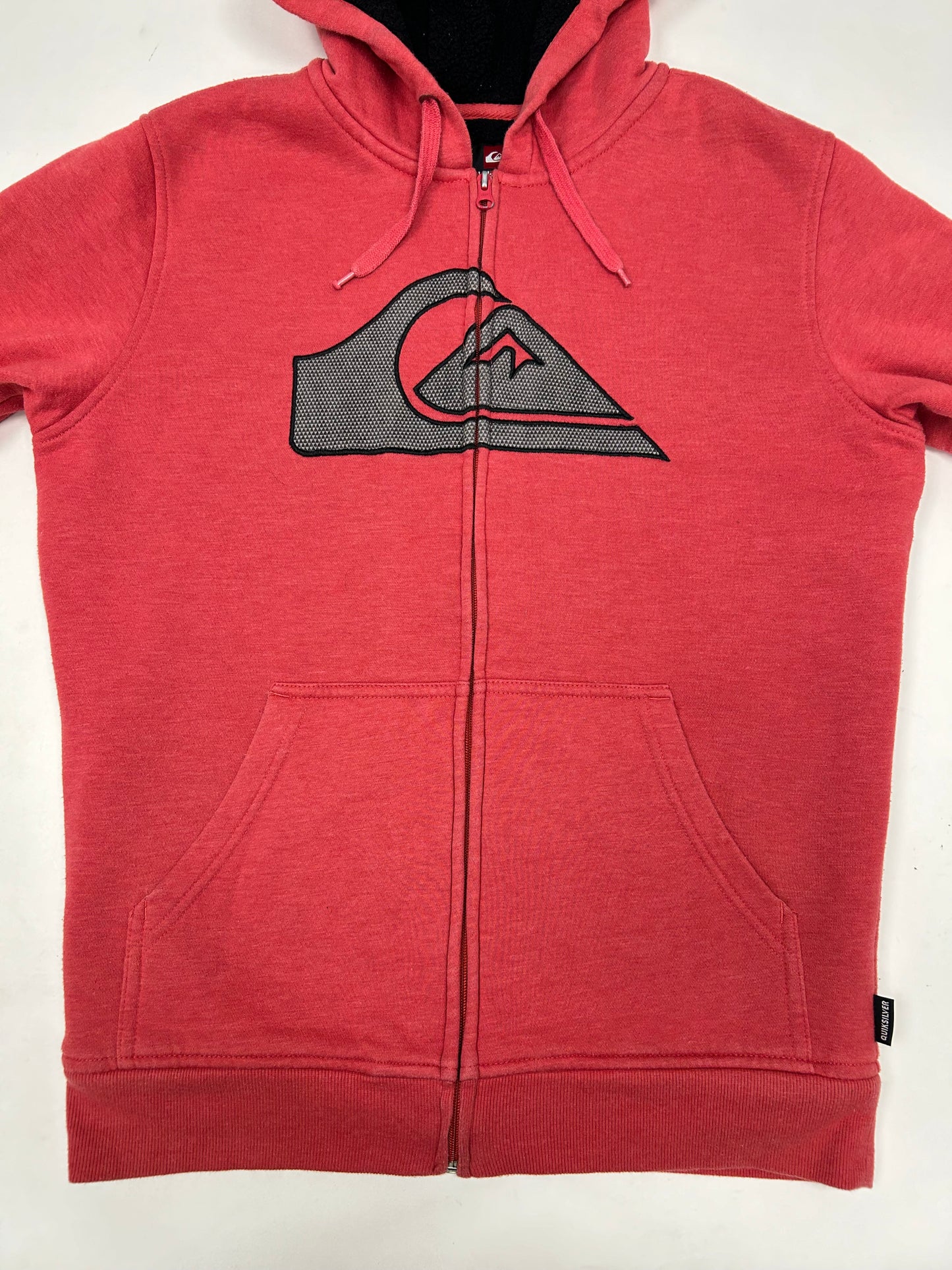 Vintage 00s Quiksilver Boarding Brand Fleece Inside Zip Hoodie Sweatshirt Small 22.25x27.75 Inches