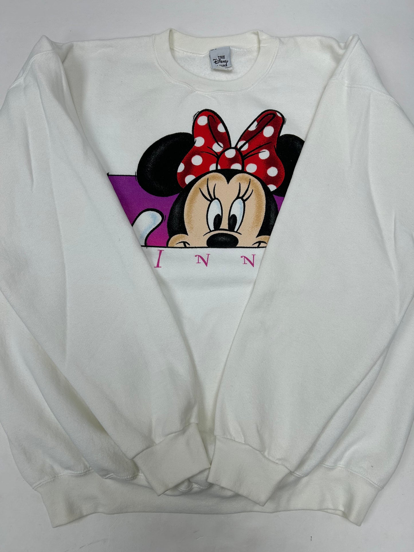 Vintage Disney Minnie Mouse Box Logo Crewneck Sweatshirt The Disney Store 90s Tagged XL 27x28.75 Inches