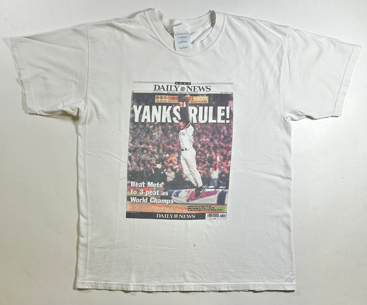 Vintage 2000 Subway Series World Series Champions New York Yankees Newspapers Article Yanks Rule Mariano Rivera Tee As Is Has Wear Large 21.5x27.75 Inches