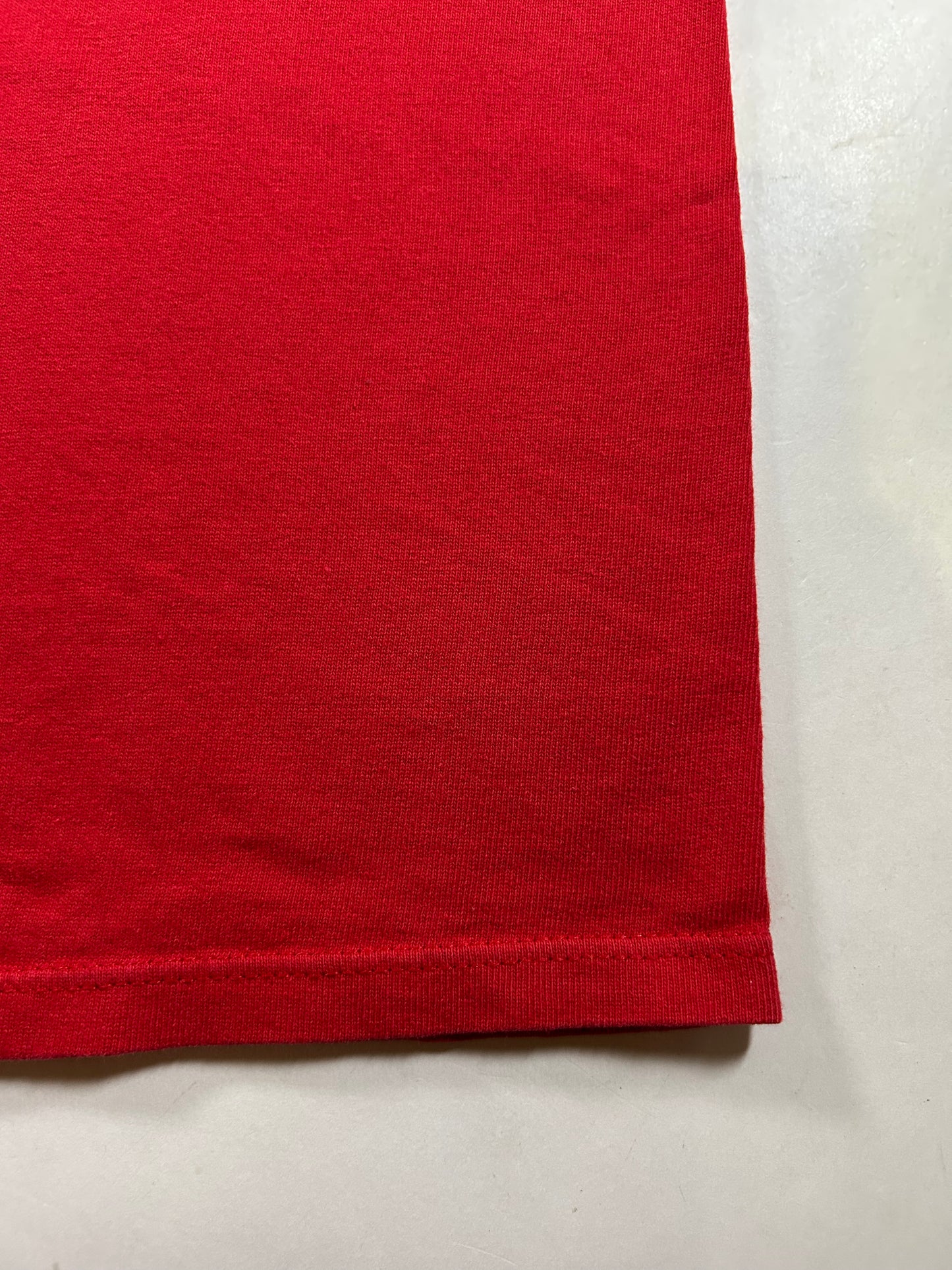 Vintage Champion Chest Script Logo Tee L/XL USA 22.25x31 Inches Red As Is
