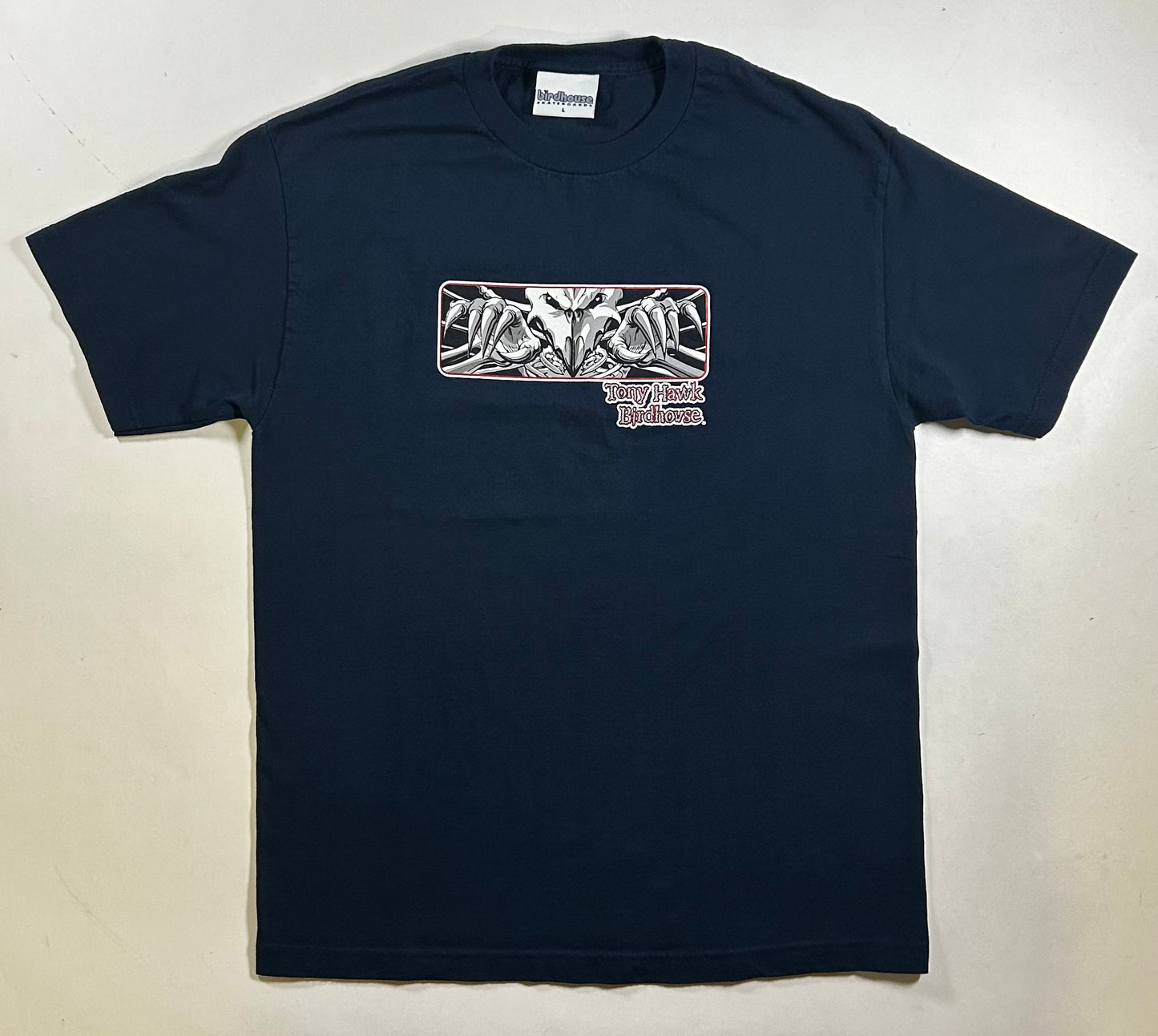 Vintage Birdhouse Skateboards Tony Hawk Falcon 3 Graphic Skateboard Tee 2000-01 Large Navy