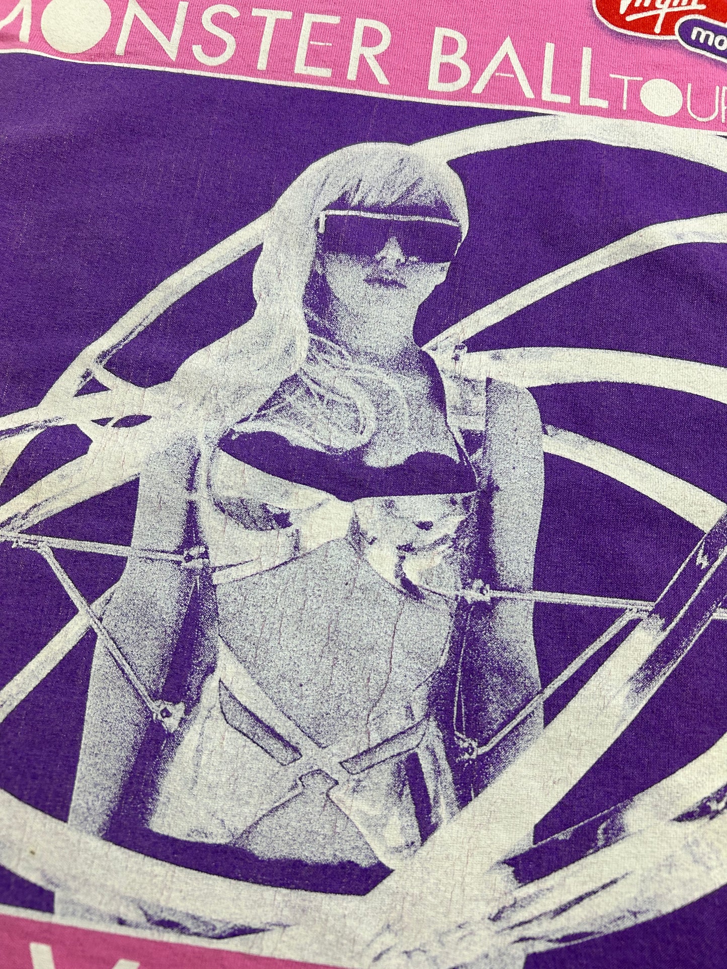 Lady Gaga 2009 The Monster Ball Tour Graphic Tee Pink Large 21.5x29.5 Inches As Is Worn Music