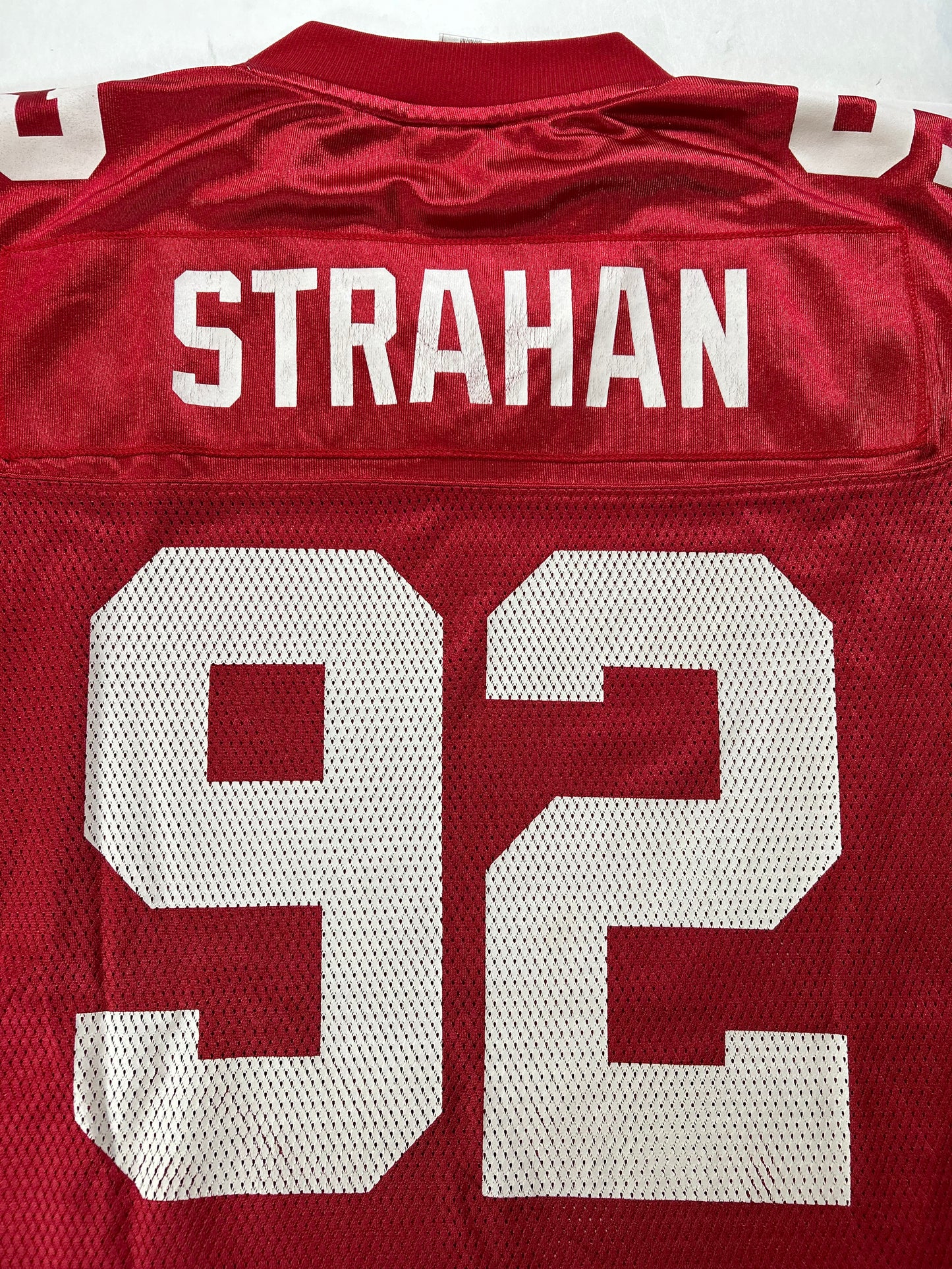 Vintage 00s Reebok NFL Equipment New York Giants Michael Strahan #92 Red Jersey Medium 22.5x30.5/33 Inchee