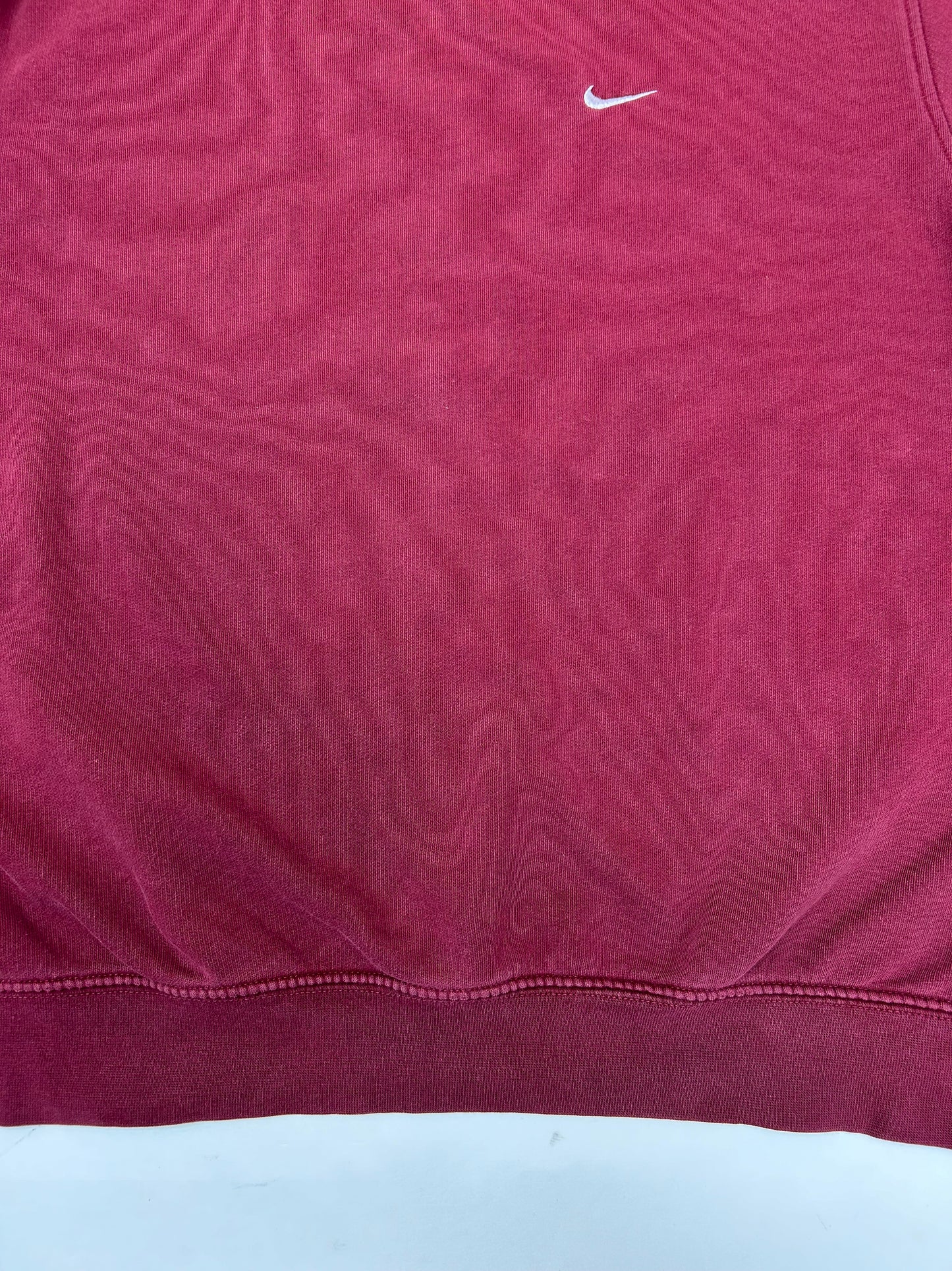 Vintage 00s Nike Swoosh Embroidered Chest Logo Essential Crewneck Sweatshirt Maroon Red Large  24.25x28 Has Small Flaw On Back As Is