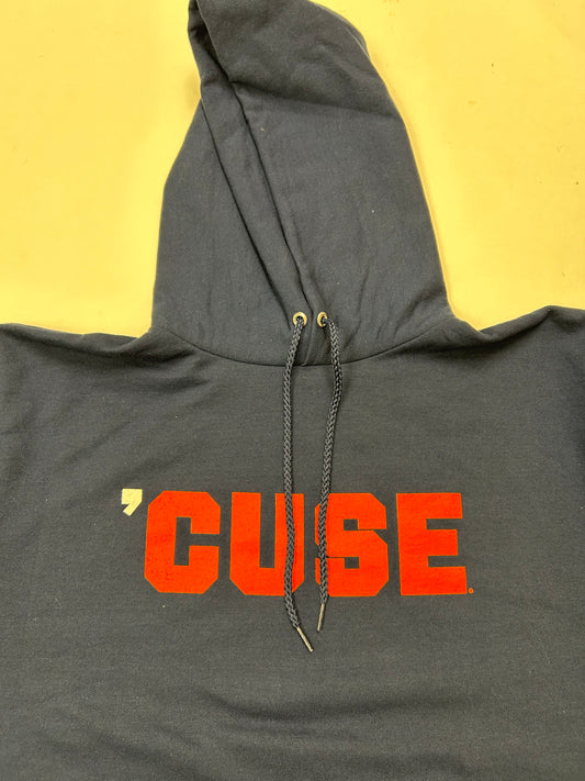 00s Syracuse University ‘Cuse College Hooded Sweatshirt Navy/Orange Medium 21.75x27.75 Inches