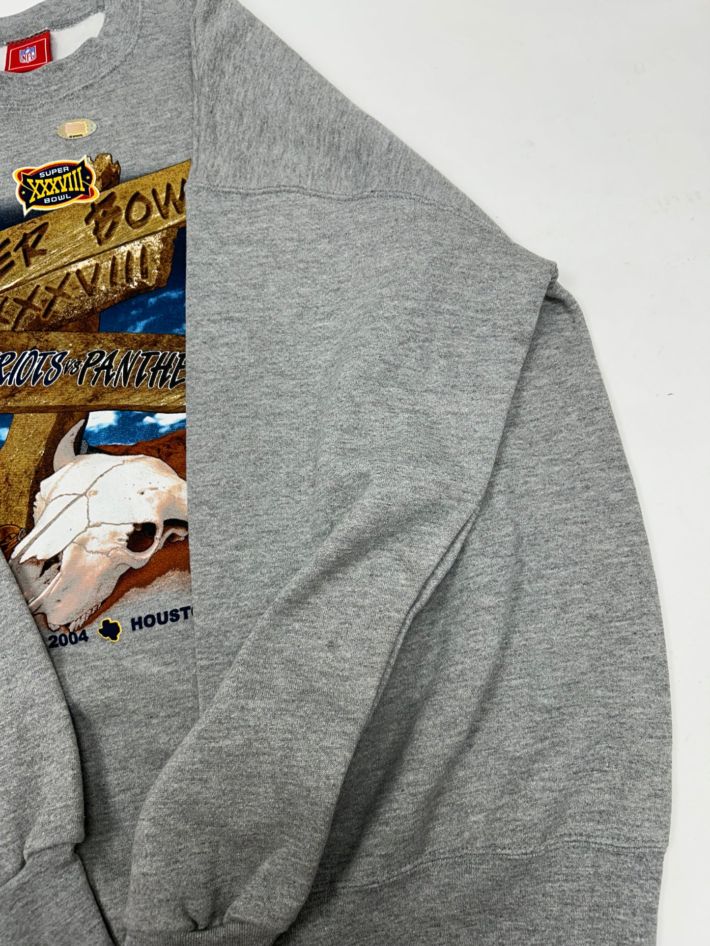 Vintage NFL Super Bowl XXXVIII 2004 Houston Texas Patriots Vs. Panthers Tee 2XL 29.5x32.25 Inches