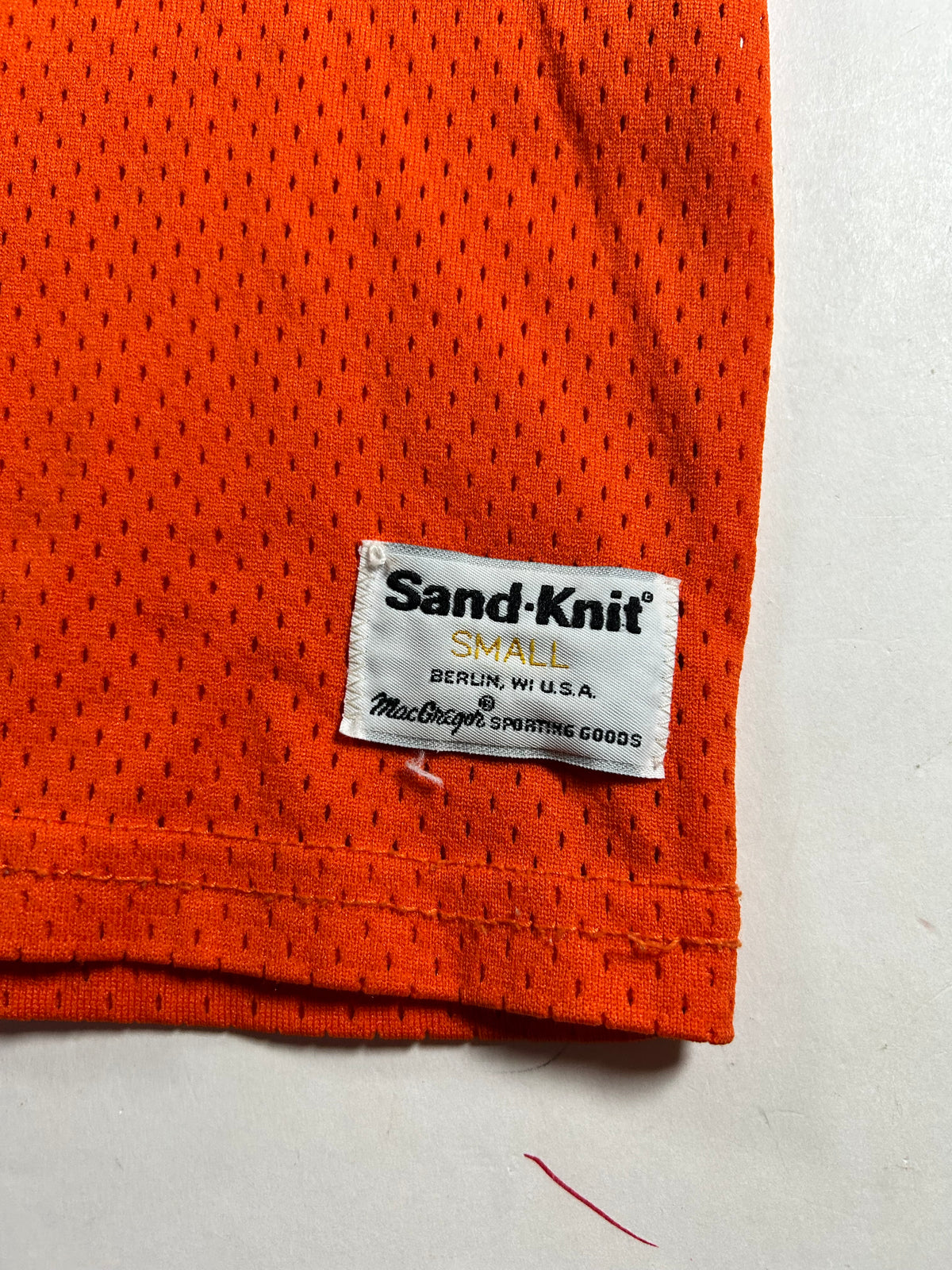 Vintage 80s Sand Knit Denver Broncos John Elway NFL Orange Jersey USA Small 17.5x30 Inches