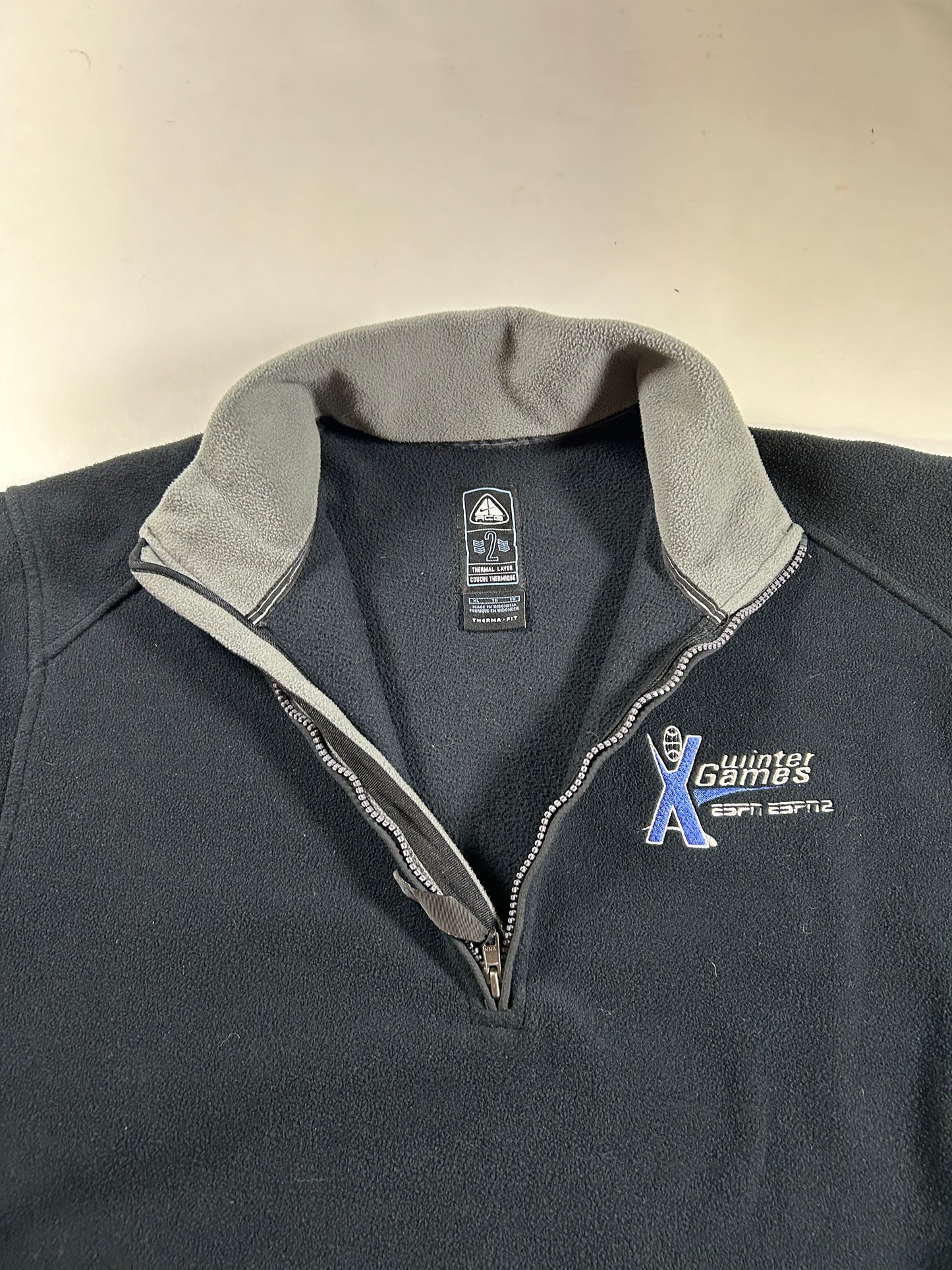 Vintage Nike ACG Winter X Games Fleece 1/4 Zip Jacket Therma-Fit XL/L Fit 26.75x28 Inches Black