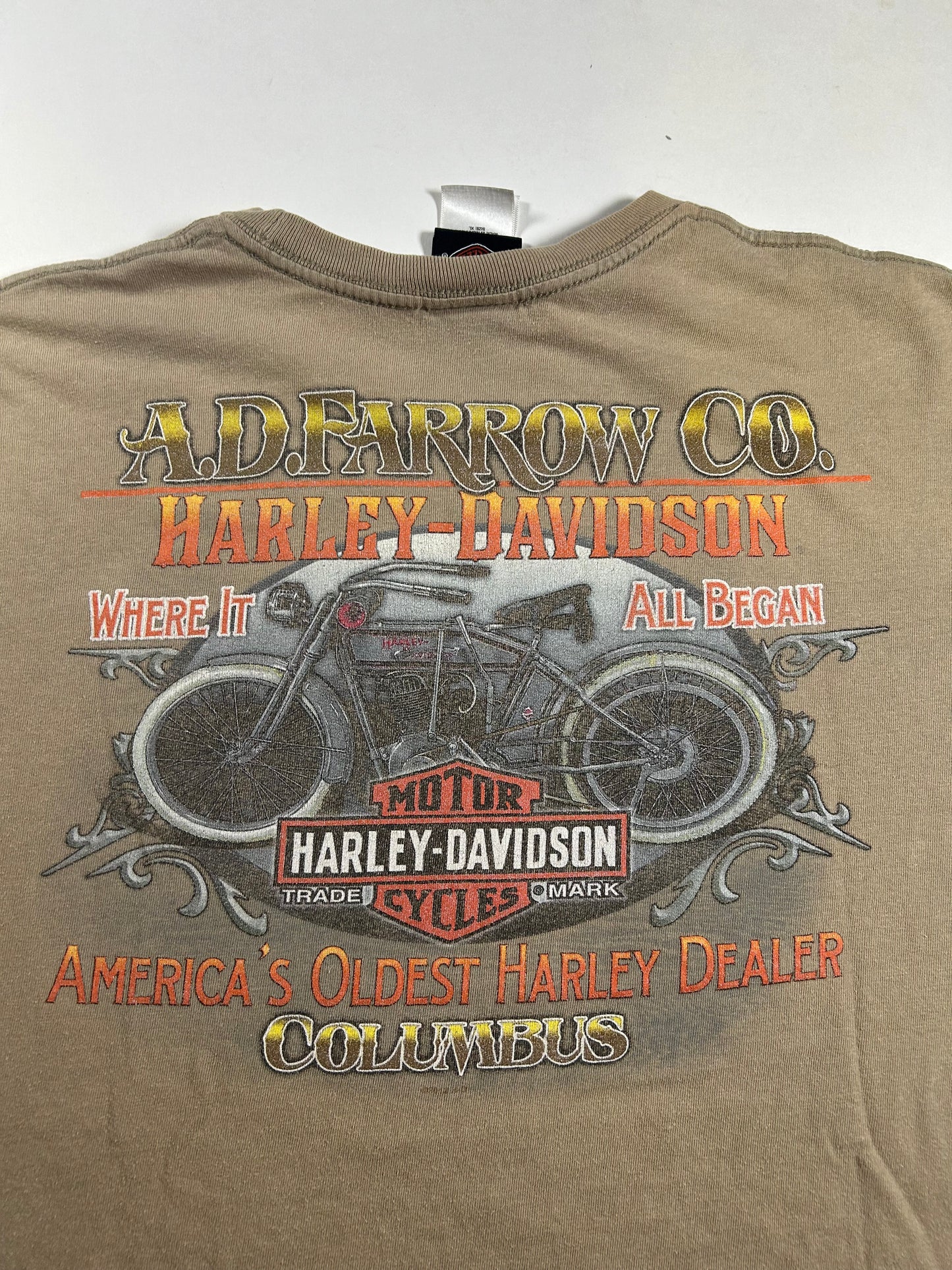 2010s Harley Davidson Motorcycles Columbus Tee As Is Worn XL 23.5x29.25 Inches