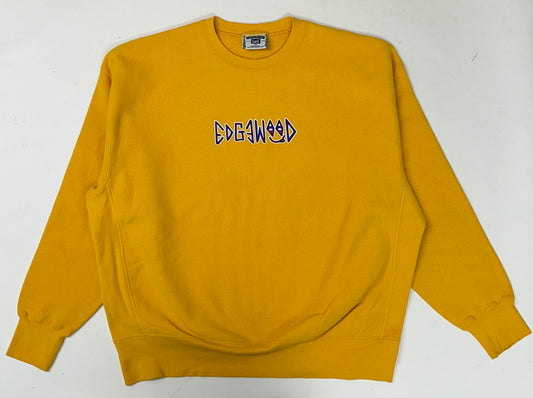 Edgewood New Jersey Deeper Than The Roots Crewneck Sweatshirts Golden Yellow 90s Lee Crossgrain 95/10 Blend Made In USA