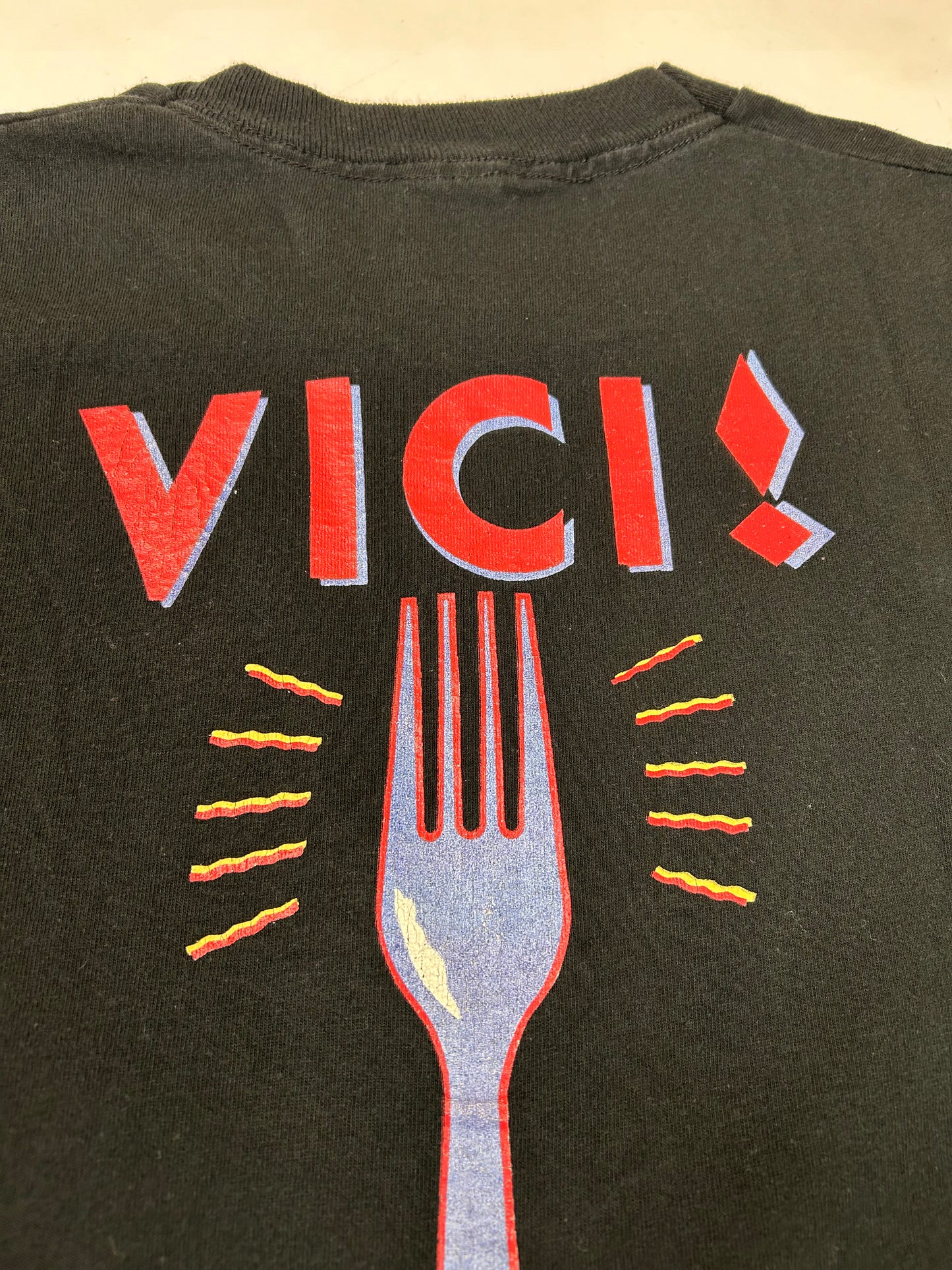 Vintage Veni Vidi Vici Fork Graphic Tee XL USA Fruit Of The Loom Single Stitch XL/L Fit