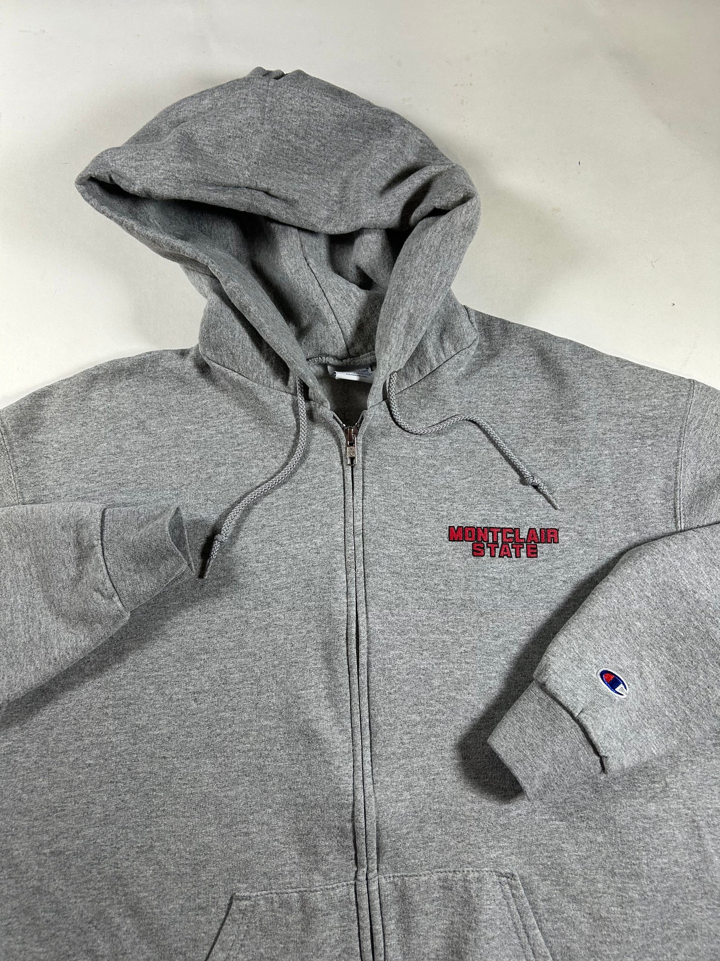 Montclair State University College Zip Hooded Sweatshirt Gray Large 24x27 Inches