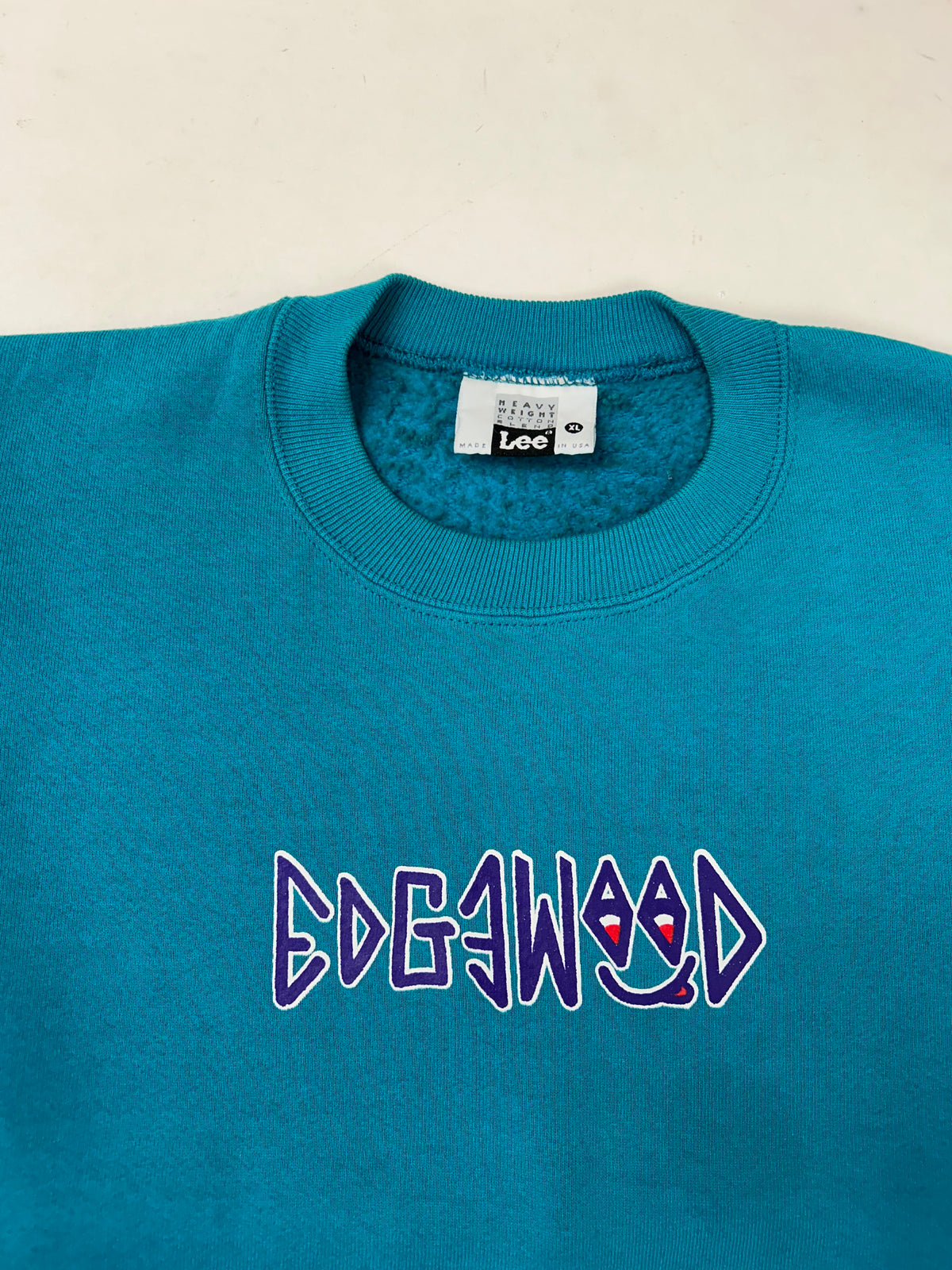 Edgewood New Jersey Deeper Than The Roots Crewneck Sweatshirts Lee Tag Turquoise Blue Boxy M/L Fit 24.25x25 Inches As Is