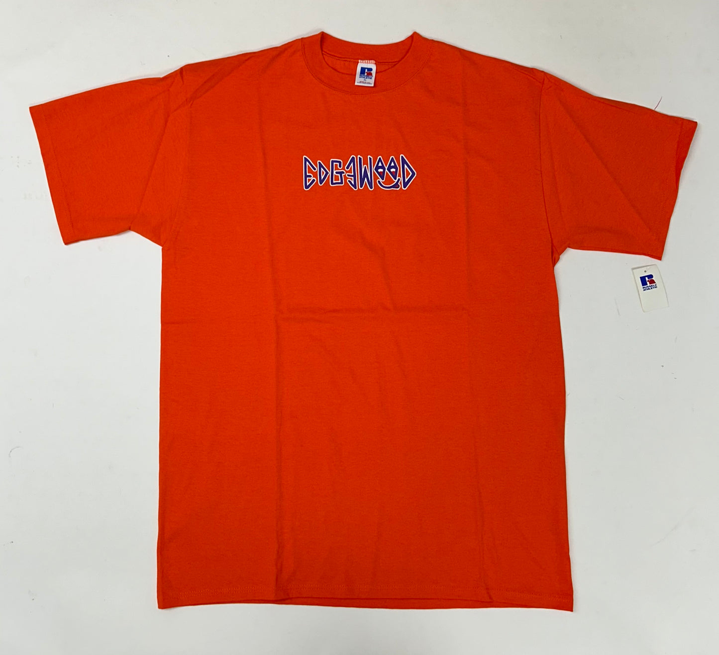 Edgewood NJ first edition “Deeper Than The Roots.” Tee XL 23.25x32.25 Inches 90s Russell Athletic USA Made 100% Cotton In Orange