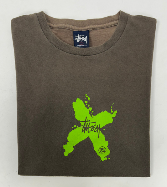 Vintage 90s Stussy DX Green X Degeneration X Style Graphic WWF Tee Large 21.25x27.5 Inchee USA