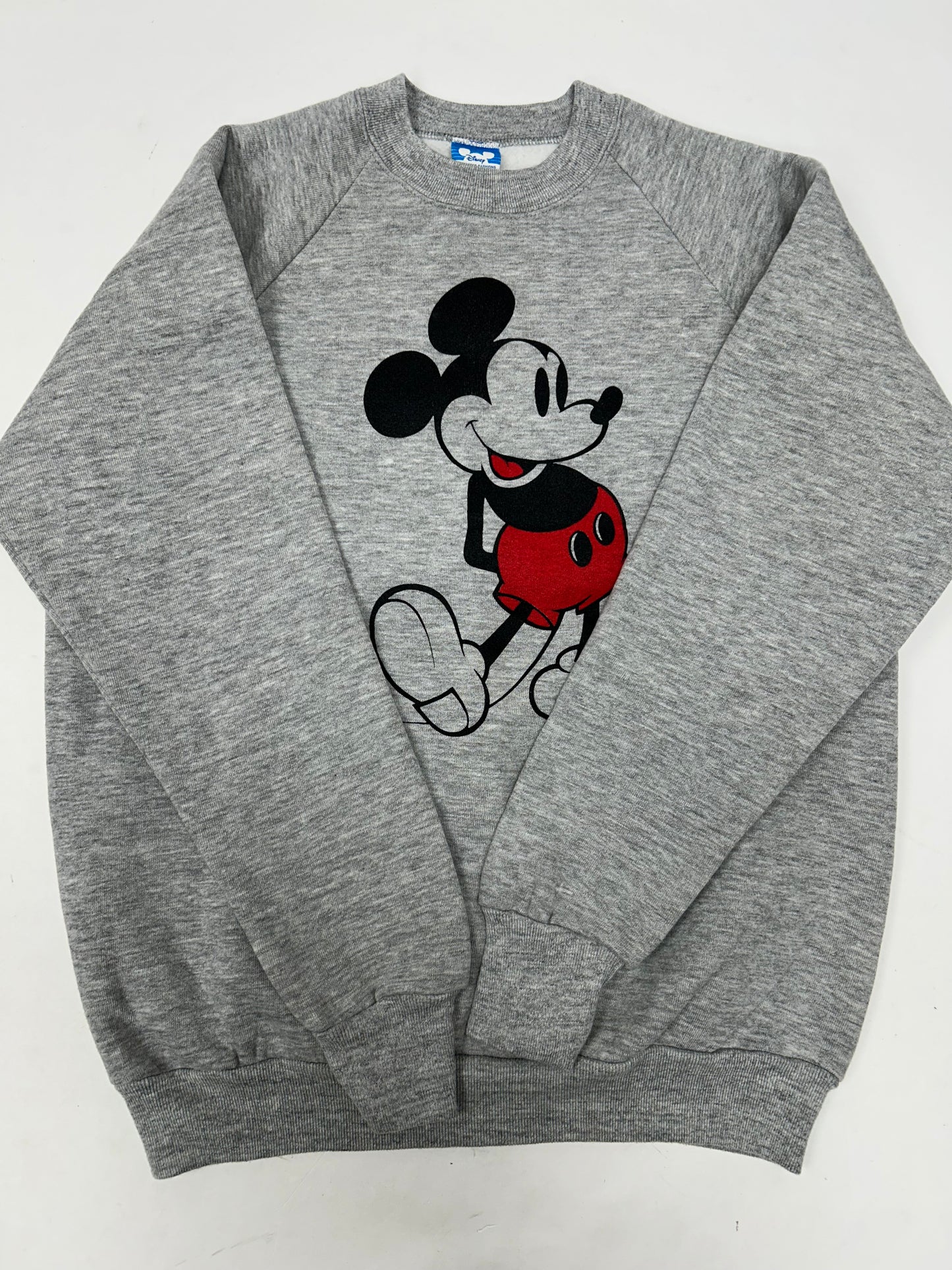 Vintage Disney Mickey Mouse Raglan Crewneck Sweatshirt 21.5x26.25 M/S Fit Gray