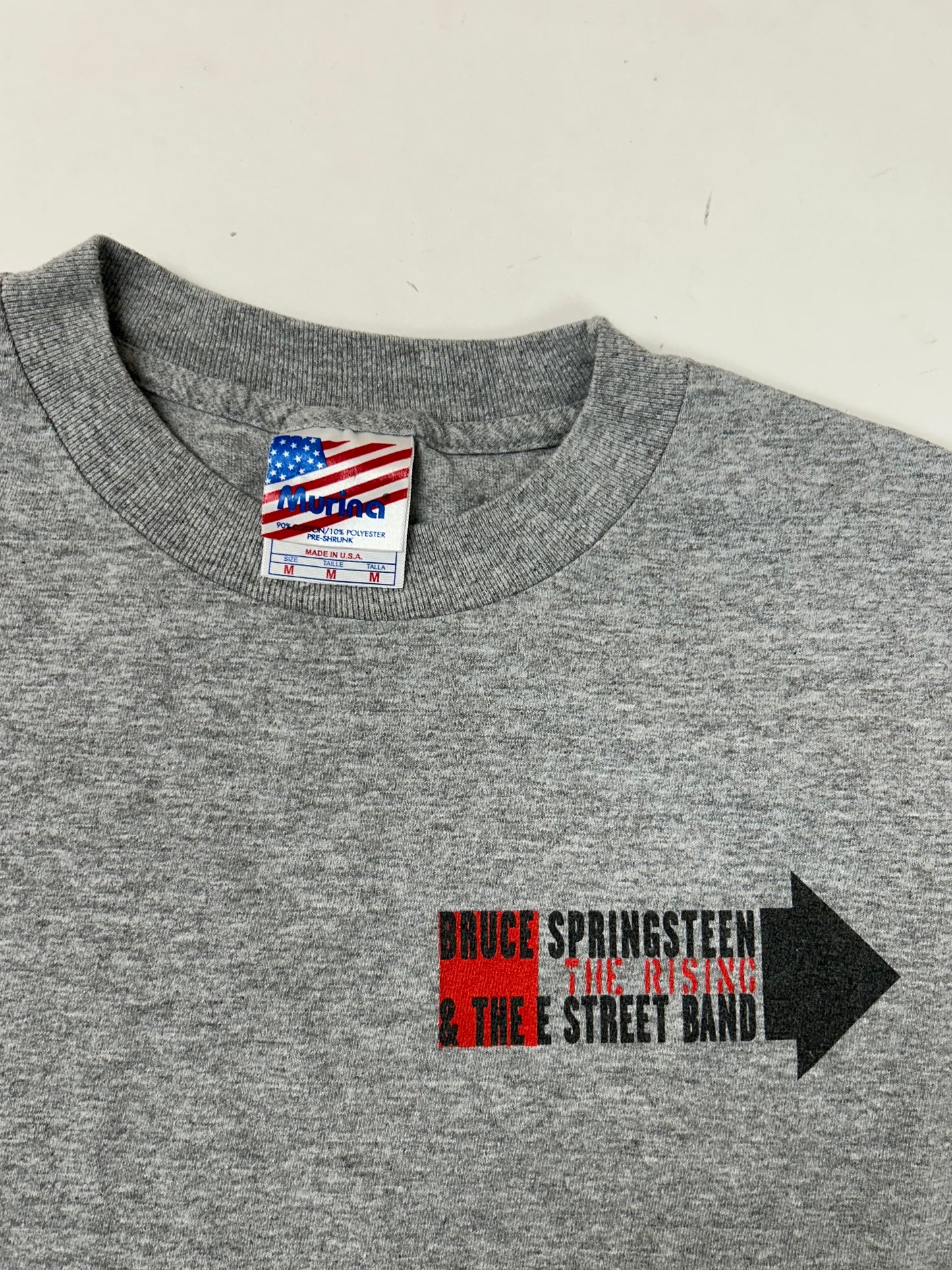 Vintage 2002 Bruce Springsteen & The E Street Band The Rising Tour Music Band Tee Gray Medium 19.25x27.25 Inches