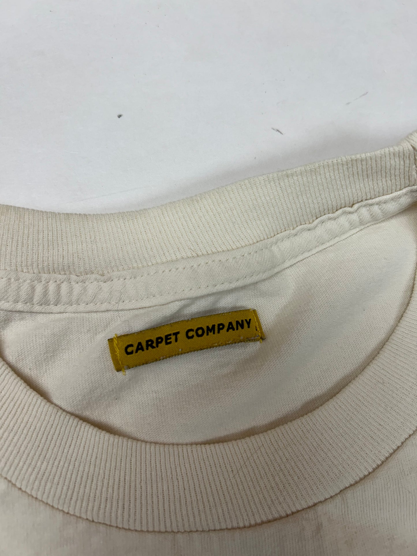 Carpet Company Skate Skateboards Graphic Logo T-Shirt Hebrew Graphic Large 21.25x29 Inches Off White Color