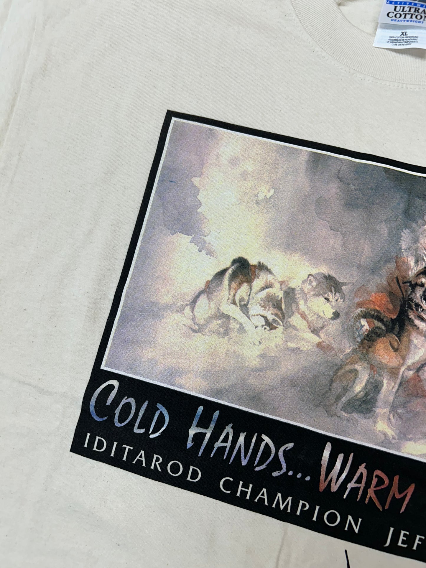 Vintage Cold Hands… Warm Heart Iditarod Champion Jeff King Book Promo Tee XL 23.75x31.25 Inches