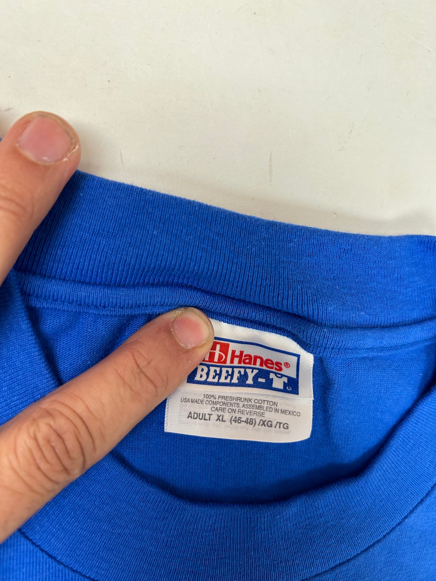 Edgewood NJ first edition “Deeper Than The Roots.” Tee XL 23.75x31.75 Inches Hanes Beefy-T 100% Cotton USA/Mexico Made Royal Blue