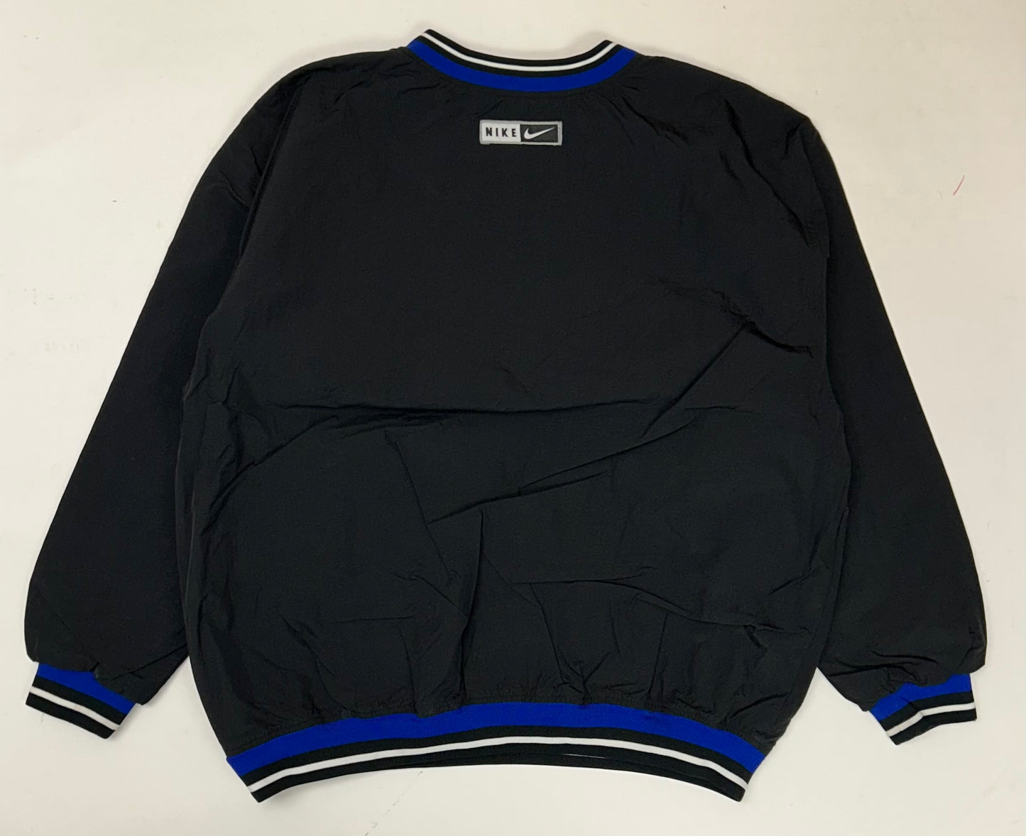 Vintage 90s Nike Swoosh V-neck Pullover Windbreaker Jacket 2XL 29.25x30.5 Inches Blue/Black/White