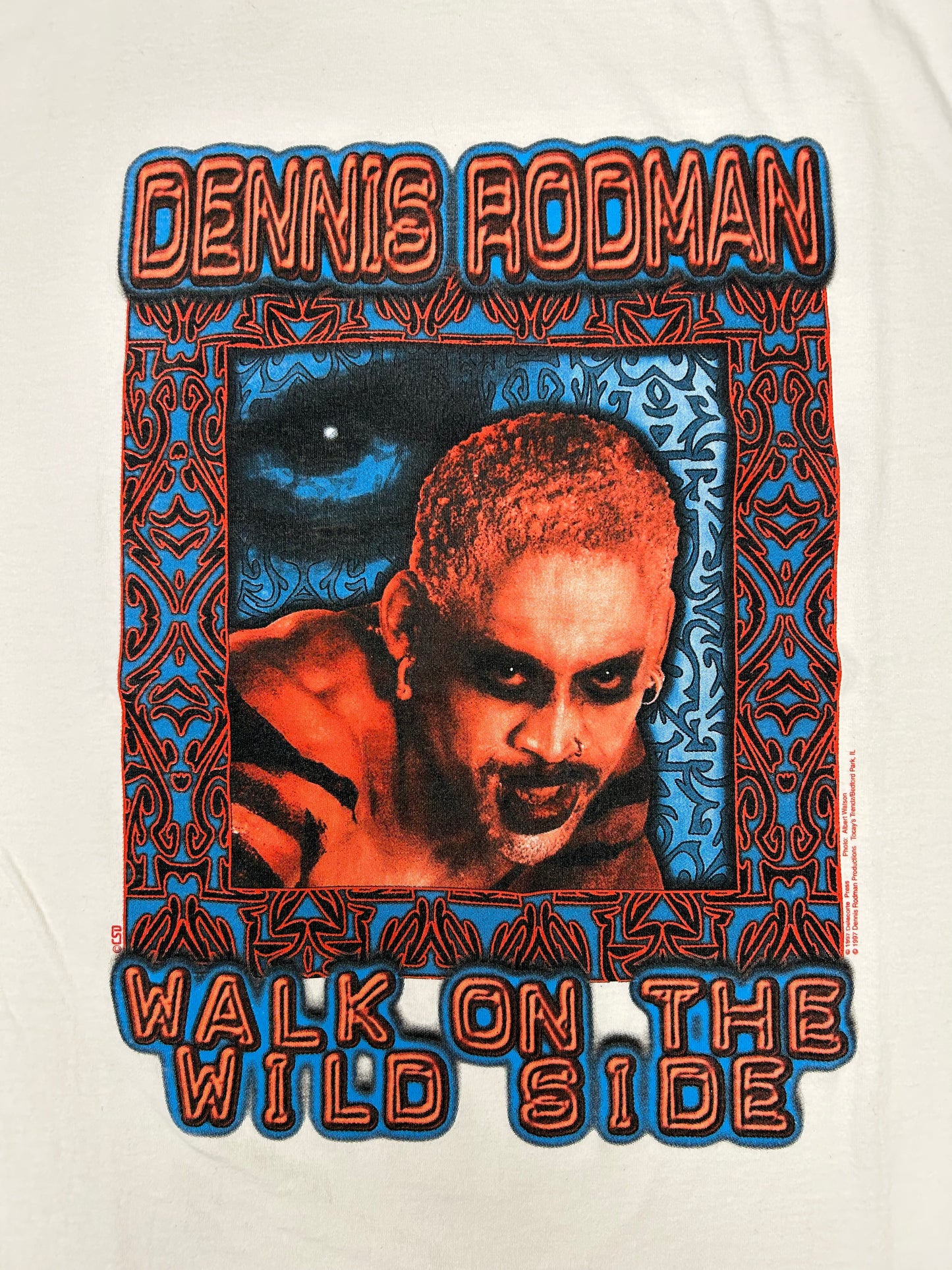 Vintage 1997 Dennis Rodman Walk On The Wild Side Book Promo Shirt XL 23.25x32 Inches Rare White