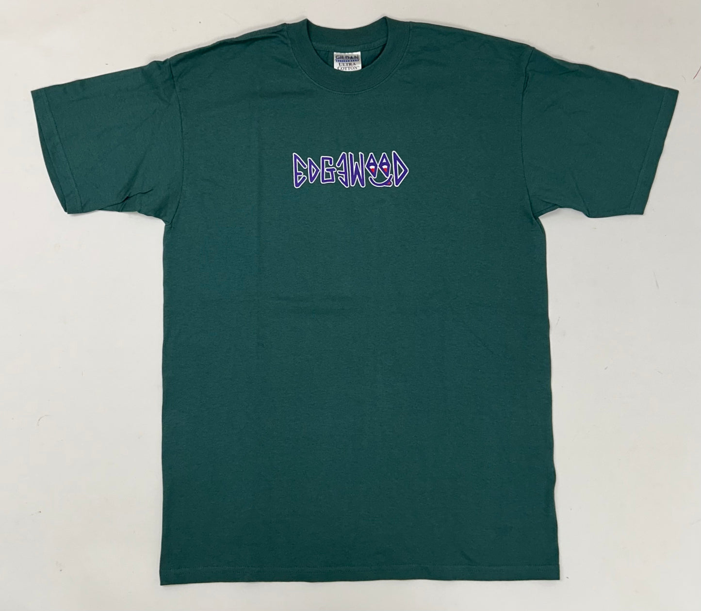 Edgewood NJ first edition “Deeper Than The Roots.” Tee Large 22x31.5 Inches 00s Gildan 100% Cotton Canada/Honduras Slate Green