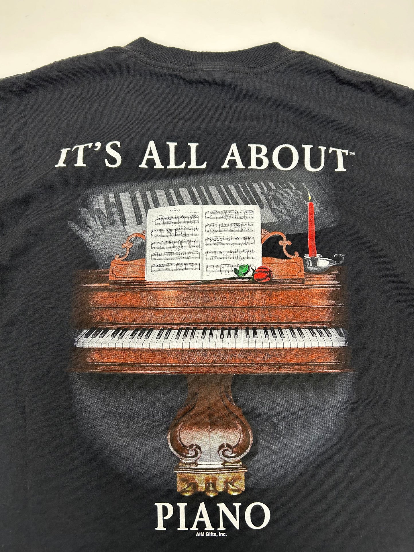 2000s It's All About the Piano Short Sleeve Cotton T-Shirt Large Pianos 21x28.5 Inches