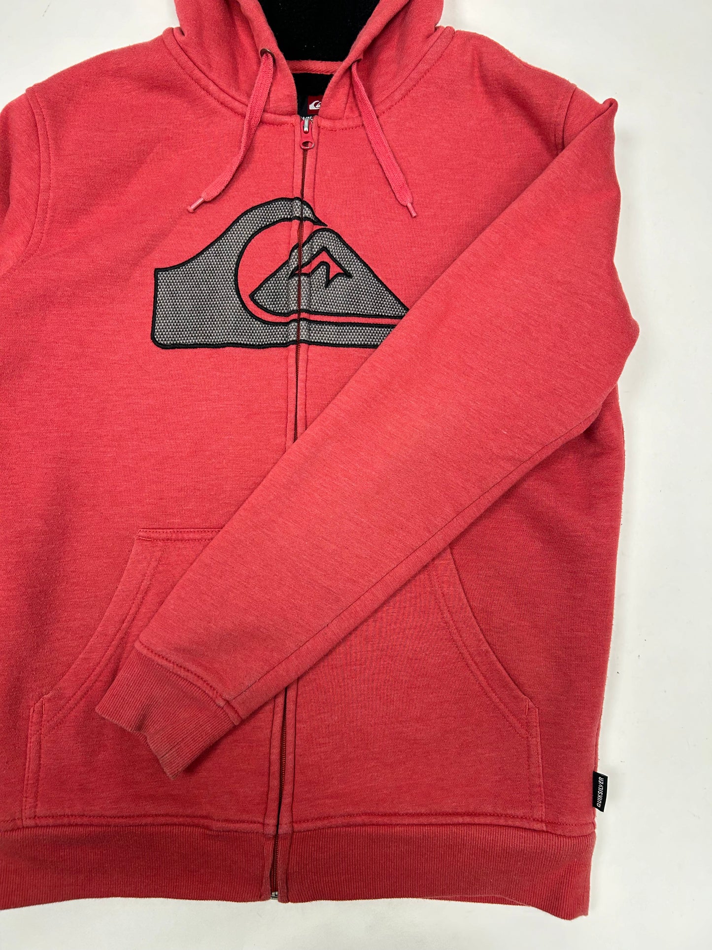 Vintage 00s Quiksilver Boarding Brand Fleece Inside Zip Hoodie Sweatshirt Small 22.25x27.75 Inches