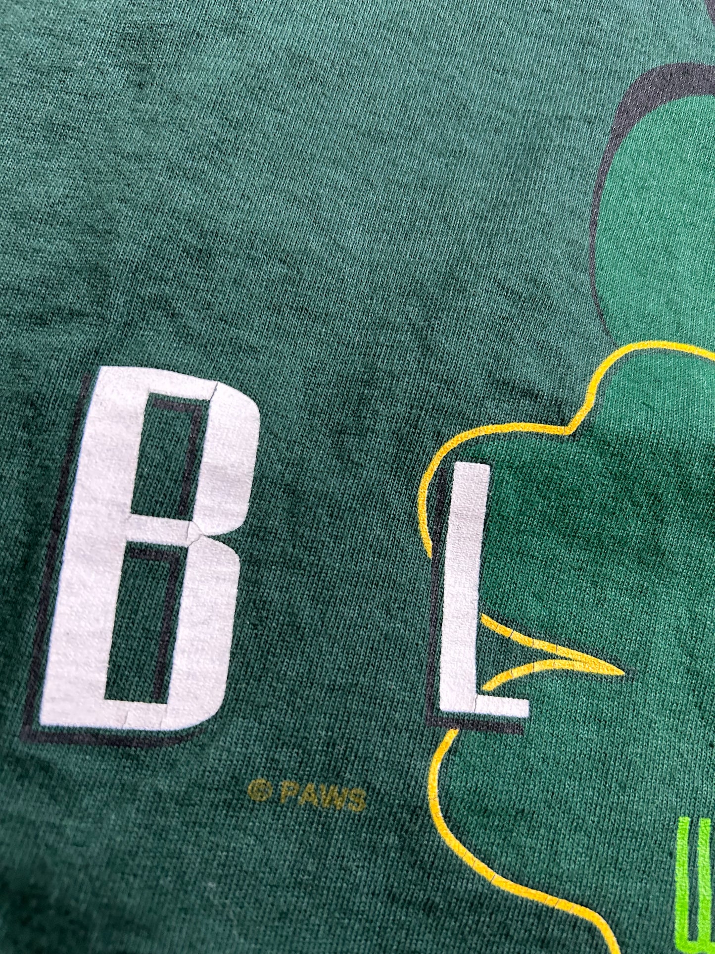 Vintage 90s Garfield Blarney Wear St. Patrick’s Day Shirt Paws Size XL 23.5x32.5 Inches Green