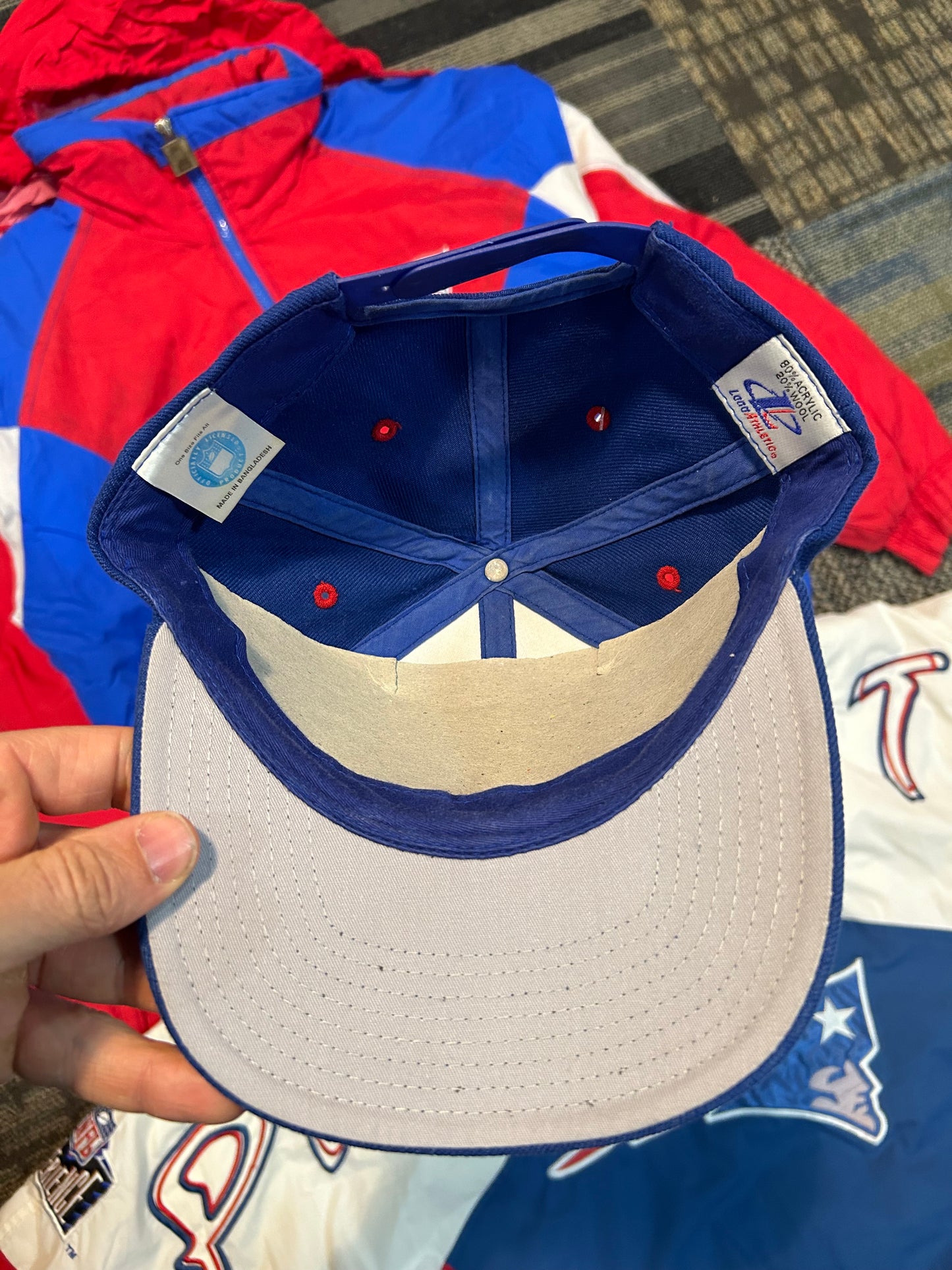 Vintage Logo Athletic New England Patriots Plain Logo NFL SnapBack Hat Has Some Wear On Snaps As Is Still Wearable