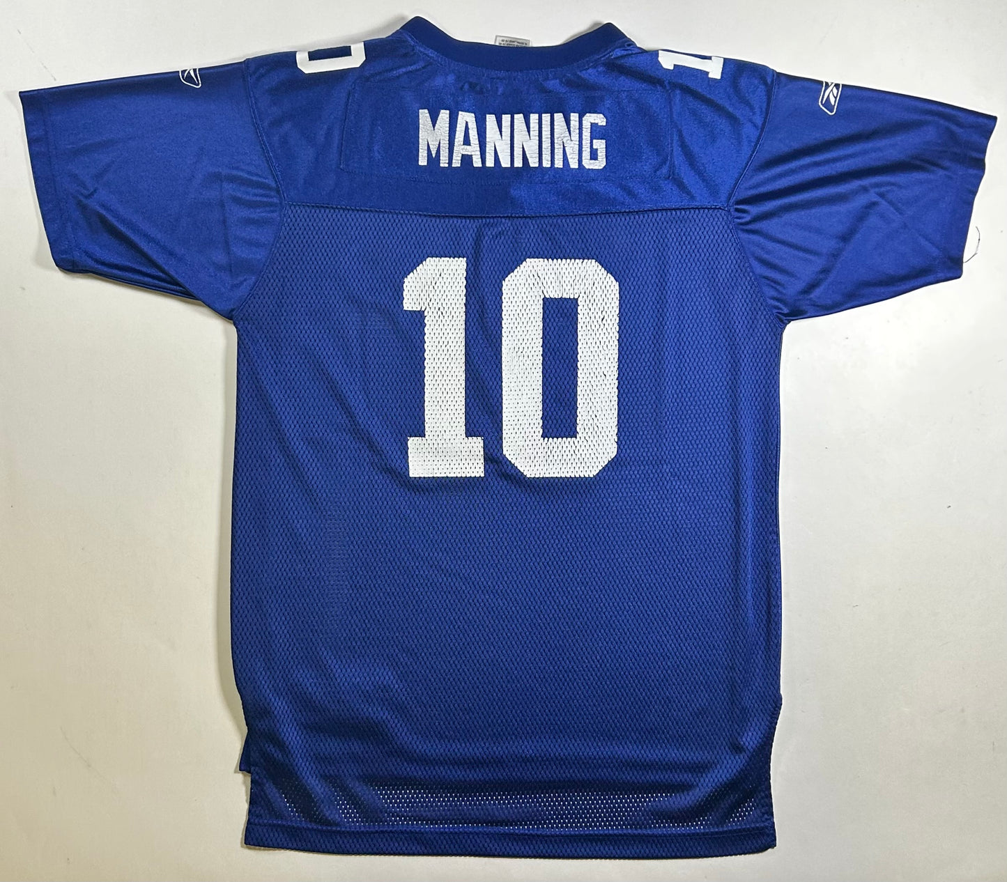 Reebok New York Giants Eli Manning NFL Jersey Blue Youth Size XL Adult Small Fit 21x28.25/30.75 Inches