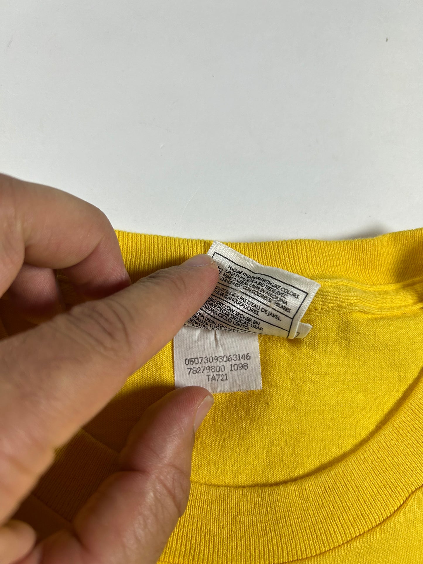 Vintage 90s Nike Swoosh Logo Tee White Tag Big XL 25.25x29.5 Inches Yellow
