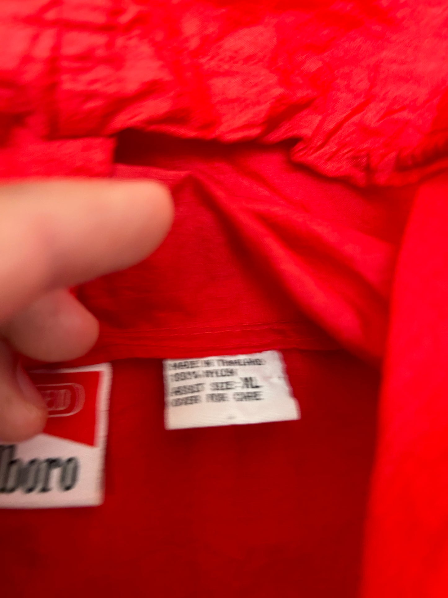 Vintage 90s Marlboro Unlimited Packable Windbreaker Jacket Red Clean XL 28.5x30.75 Inches