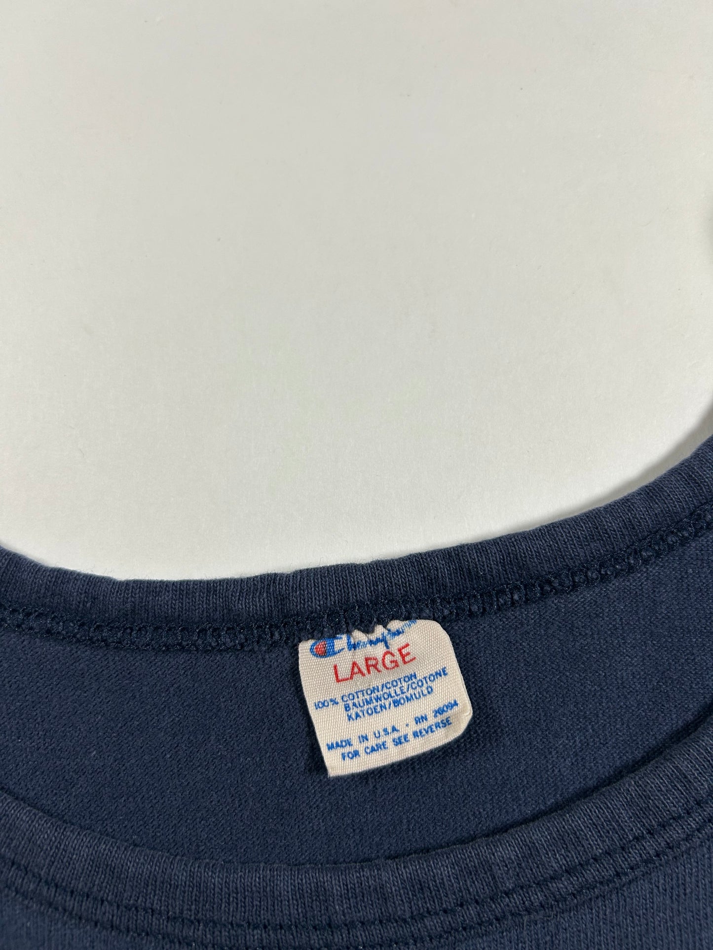Vintage Champion Chest Script Spell Out Logo Tank Top Sleeveless Shirt As Is Bleach Spots & Fading M/S Fit 18.5x27.25 Inches USA 100% Cotton