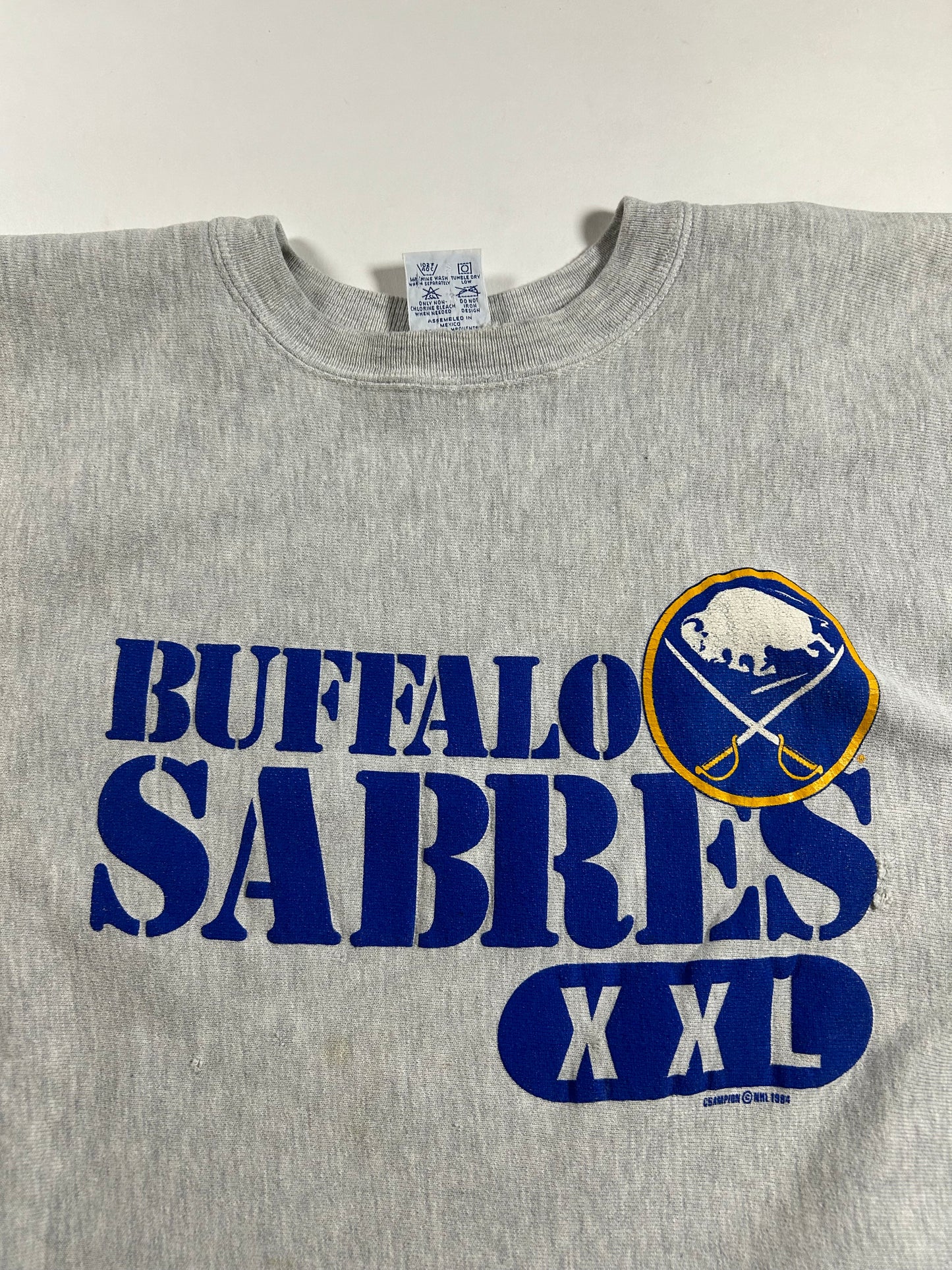Vintage Buffalo Sabres NHL Champion Reverse Weave Crewneck Sweatshirt 21.75x27.5 Inches Mediumish/Smallish Fit As Is Has Wear