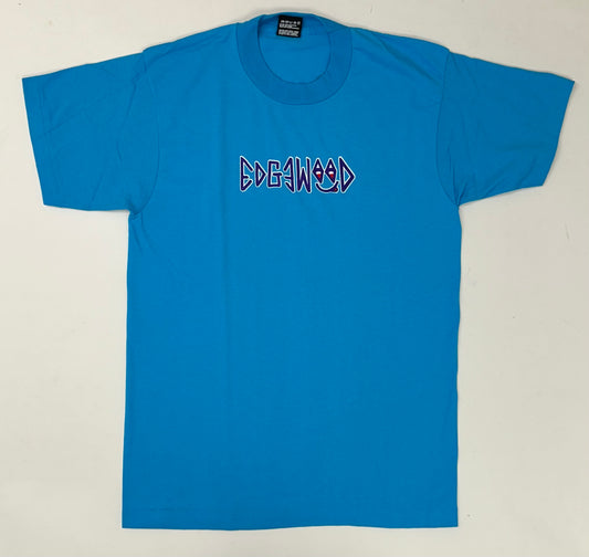 Edgewood NJ first edition “Deeper Than The Roots.” Tee Medium 19.25x28.74 Inches 90s FOTL BEST 50% Cotton 50% Polyester USA Bright Blue