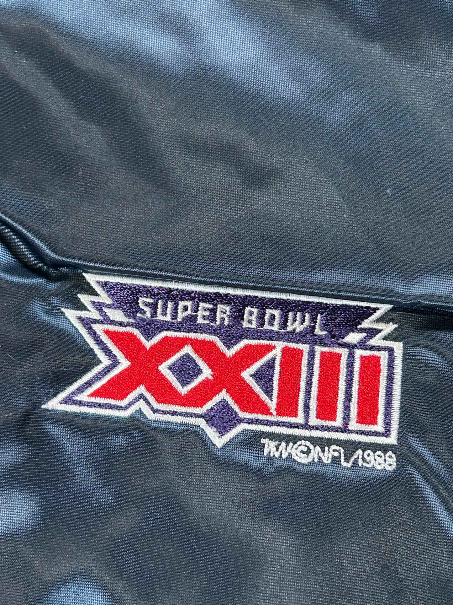 DS Brand New With Tag Vintage Chalk-Line NFL Super Bowl XXIII 1988 Satin Button Up Jacket XL 27x27 Inches