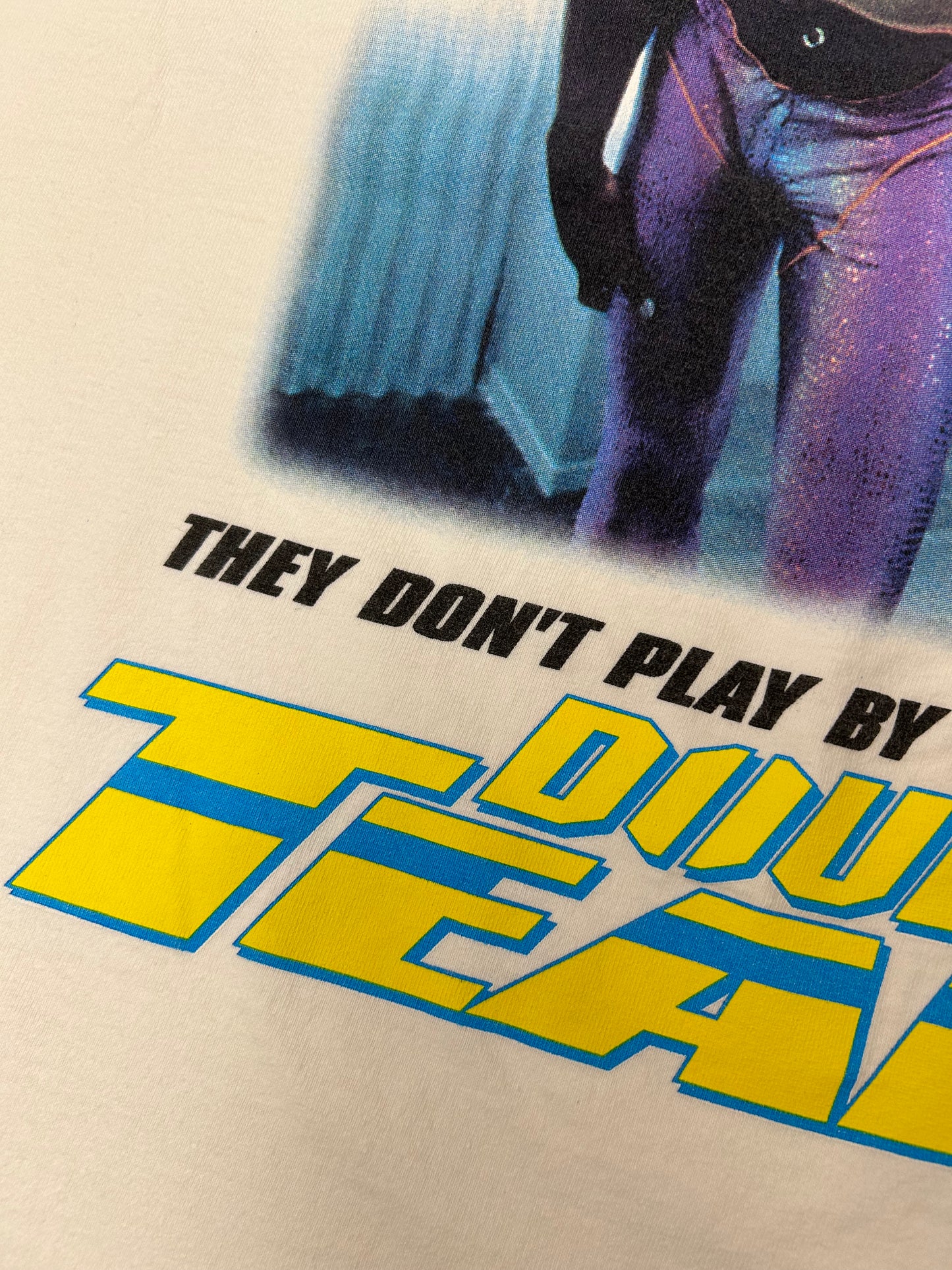 Vintage 1997 Dennis Rodman Double Team Movie Promo Action Movie Shirt Rare Large 21.25x29.25 Inches White