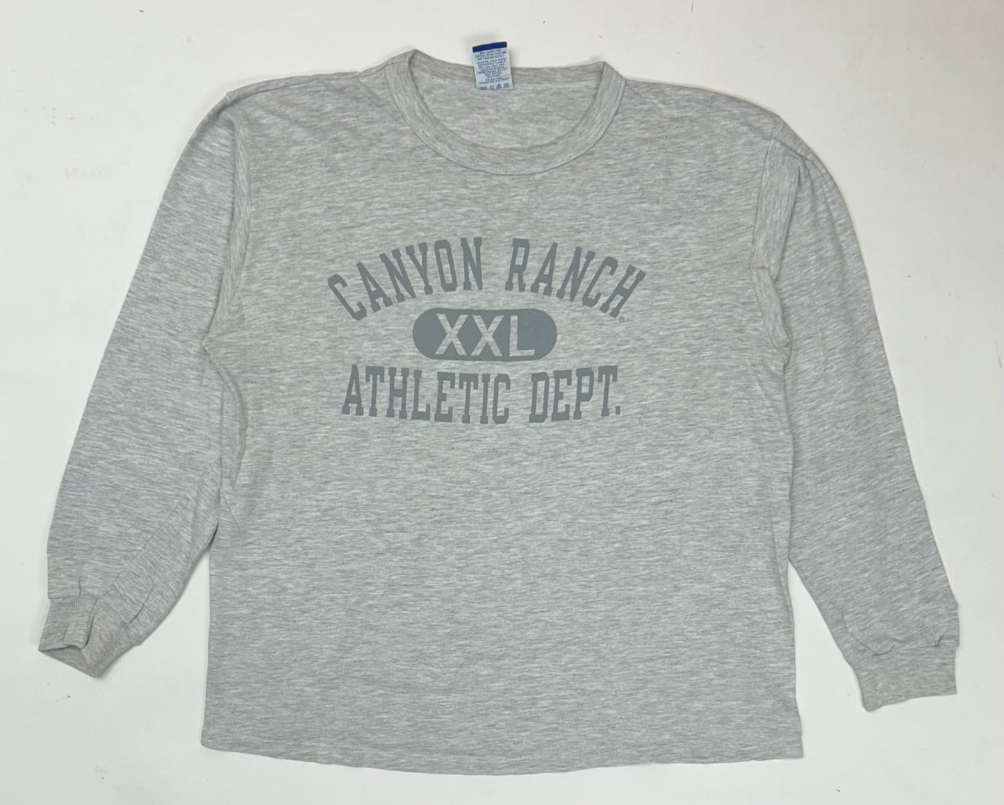 Vintage 90s Canyon Ranch Athletic Dept. Champion Long Sleeve Tee Gray Large 22.5x26.5 Inches